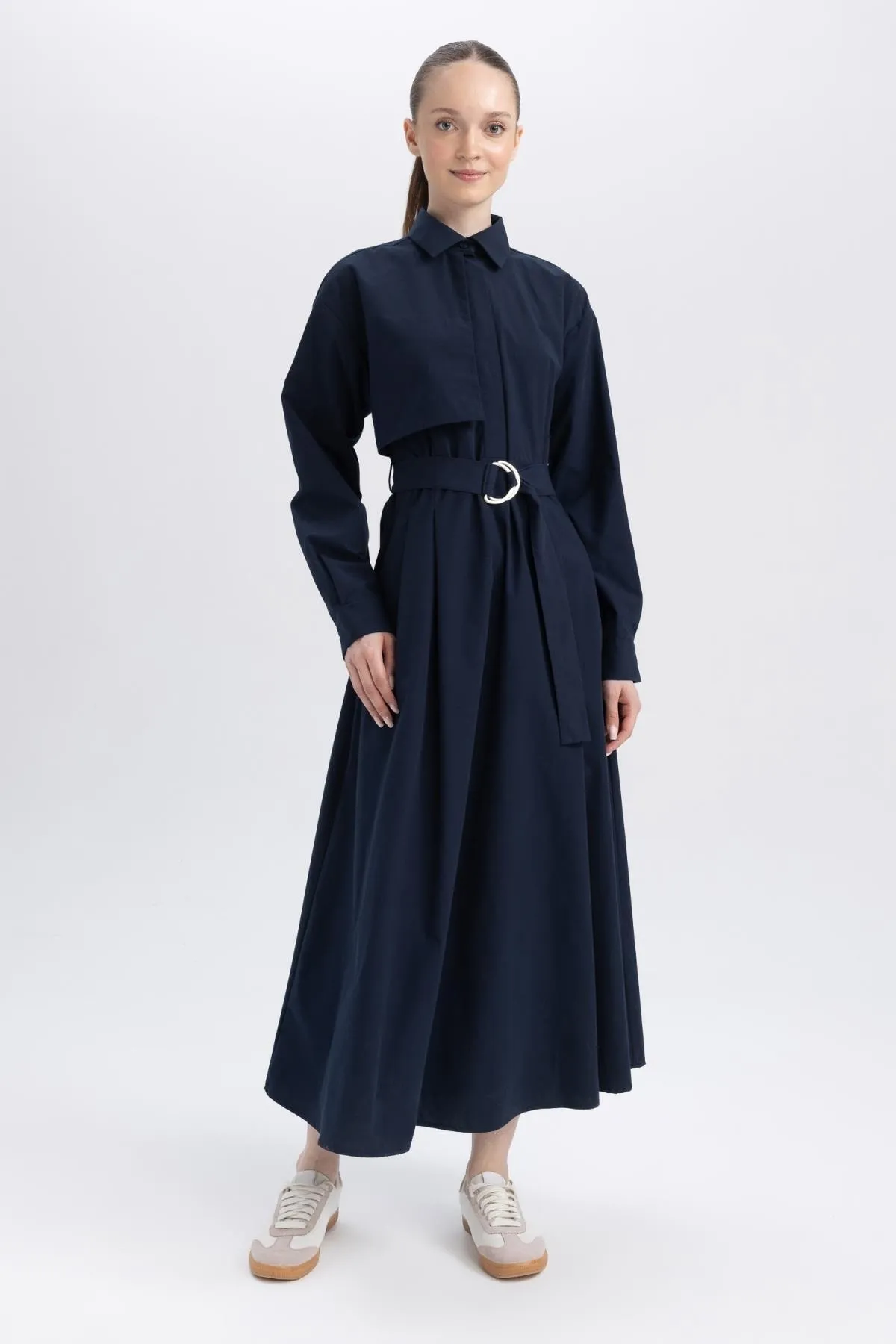 DeFacto  Relax Fit Hemdkragen-Popeline-Langarmkleid