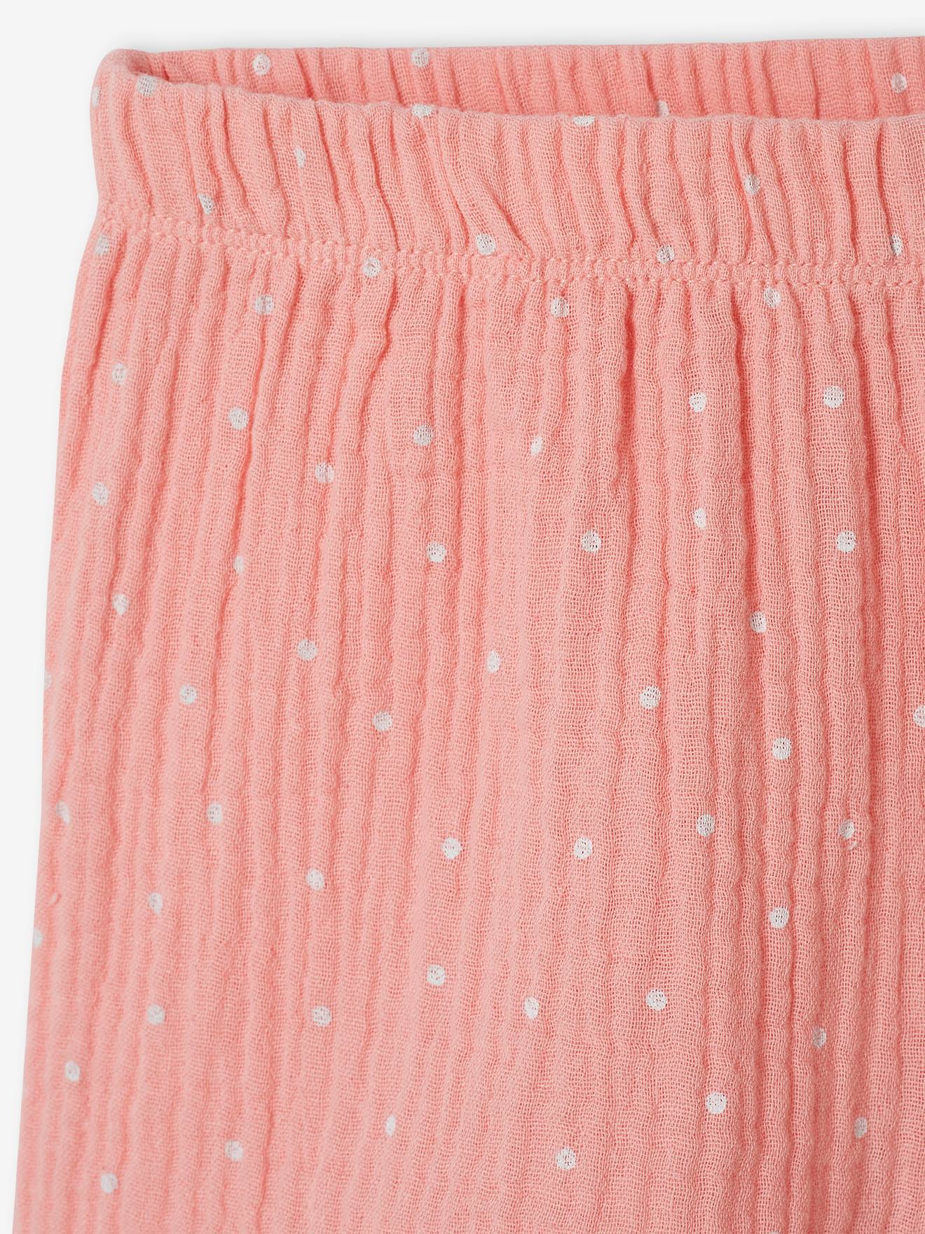 Pyjashort fille flamant rose en gaze pur coton rose