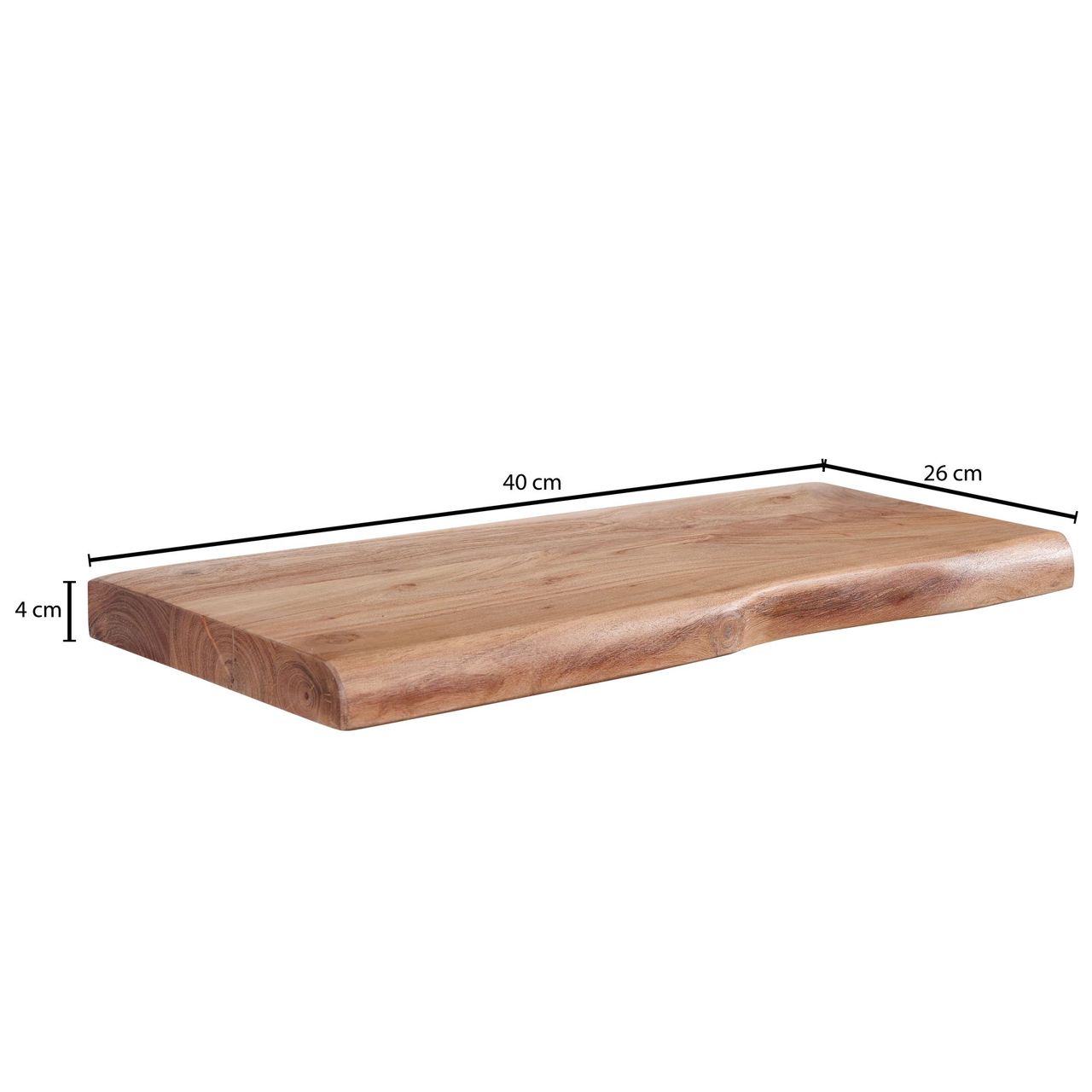 Skyport WOHNLING Wandregal Baumkante Akazie Holz Design Schweberegal 40 cm Regal Massiv