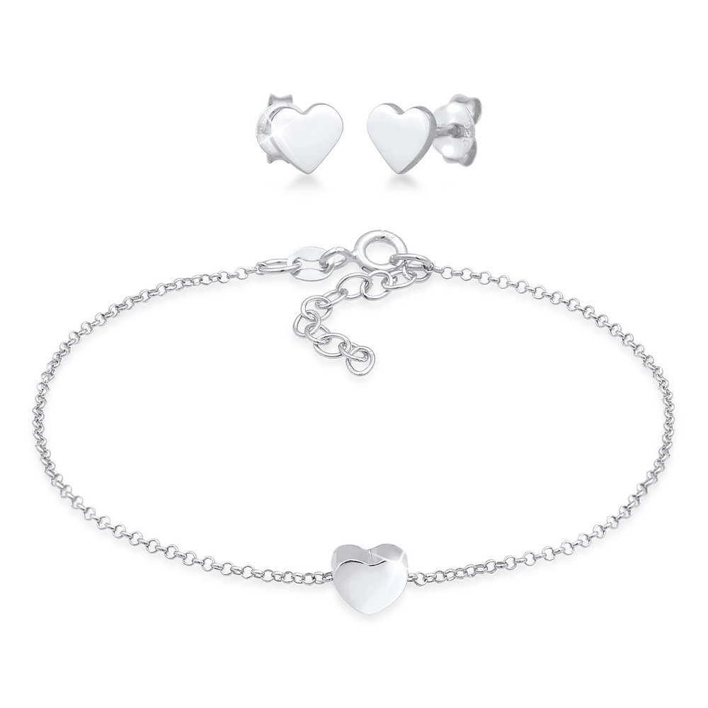 Elli Elli Ensemble de Bijoux Clous d'oreilles pendentifs en forme de coeur pour femme  Bijoux