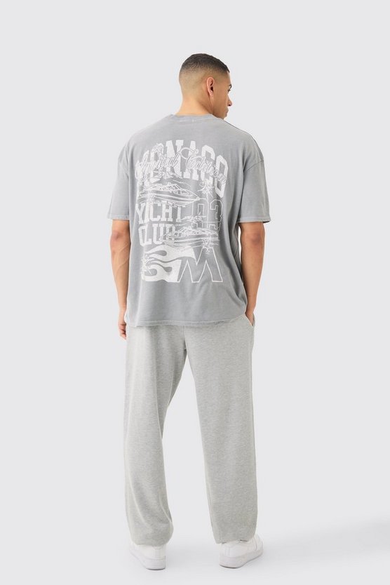 Oversize T-Shirt mit Monaco-Print