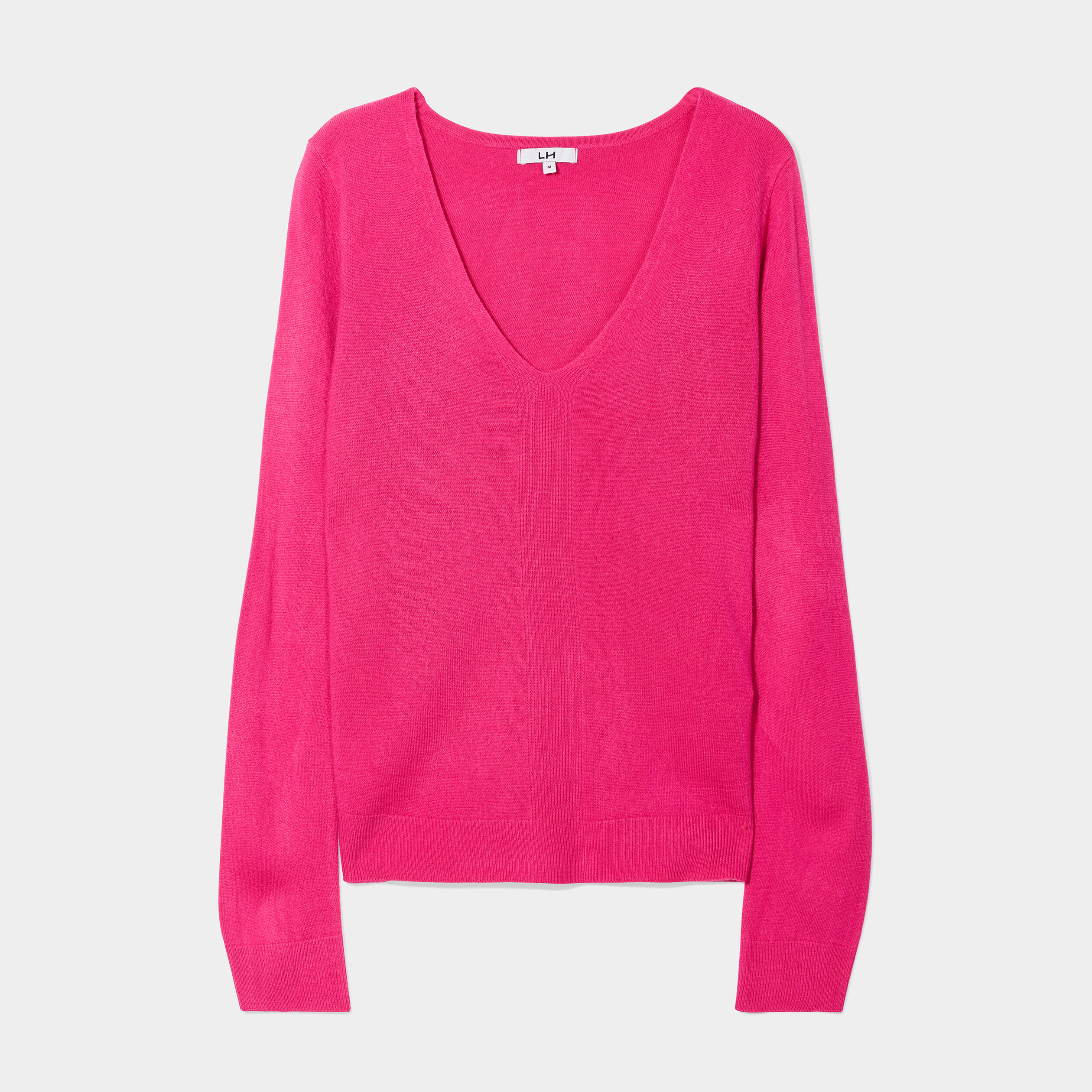 Pull col V manches longues rose fushia femme | La Halle