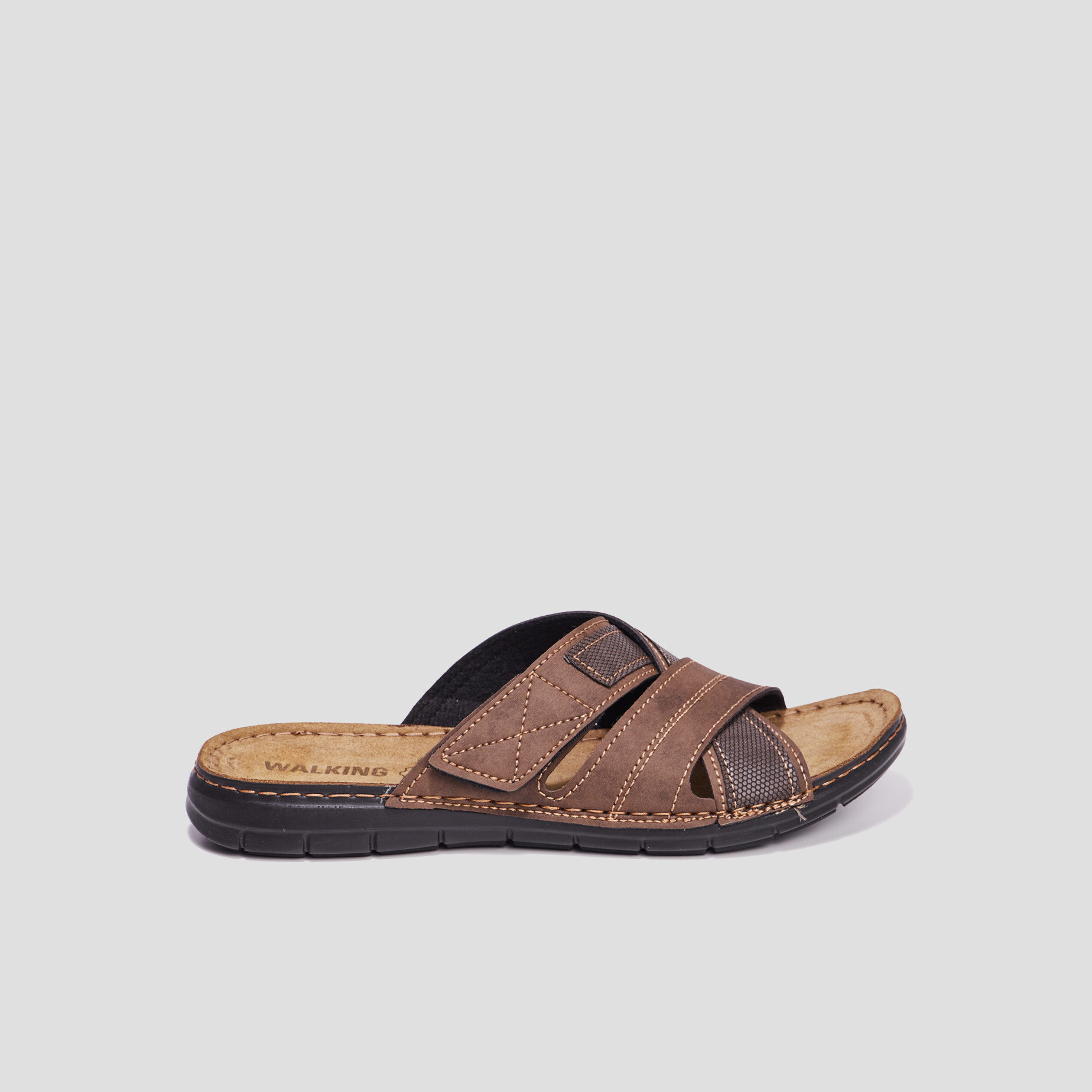 Mules à scratchs en cuir Walking Giuni marron homme | La Halle