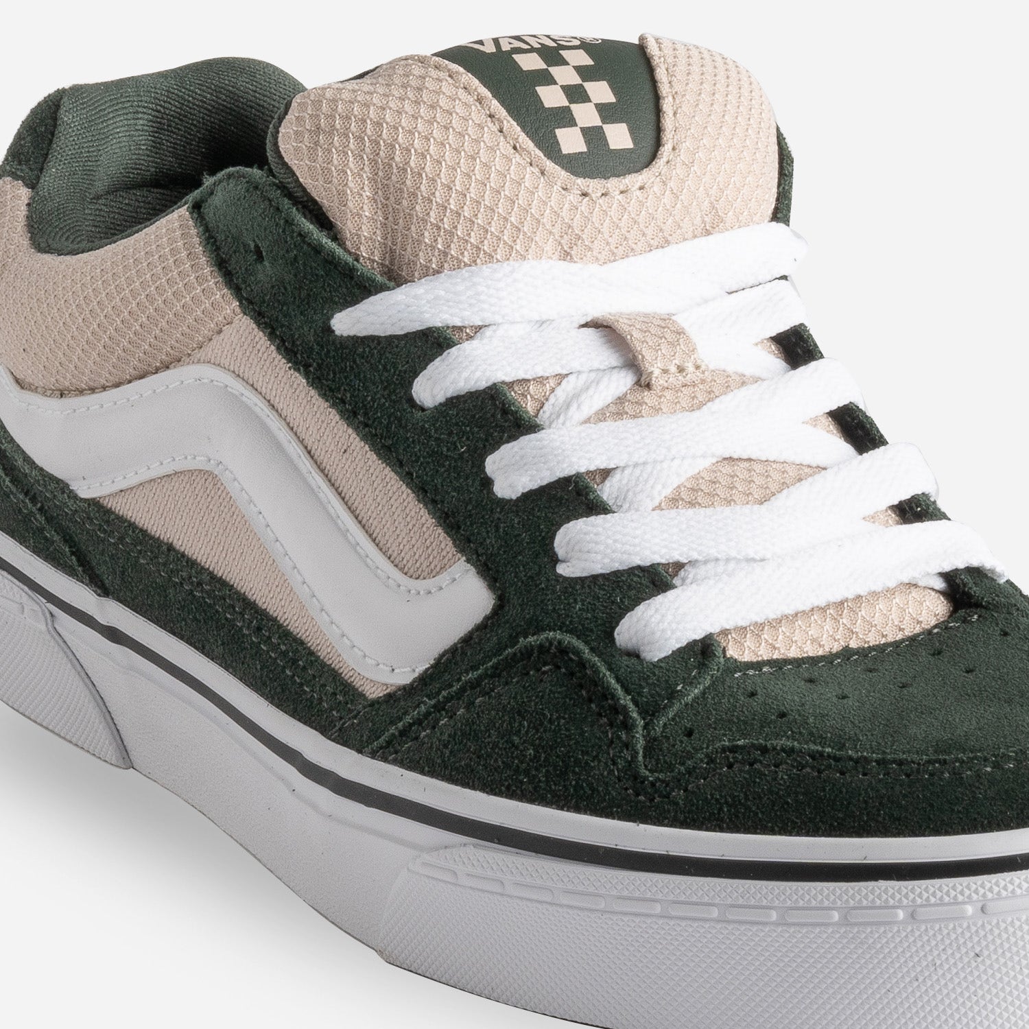 Tennis VANS vert foncé cuir velours mesh beige