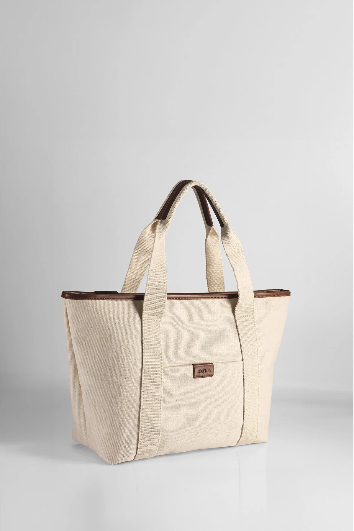 Rimense  Hand- und Schultertasche mit gefüttertem Canvas in Leinenbraun
