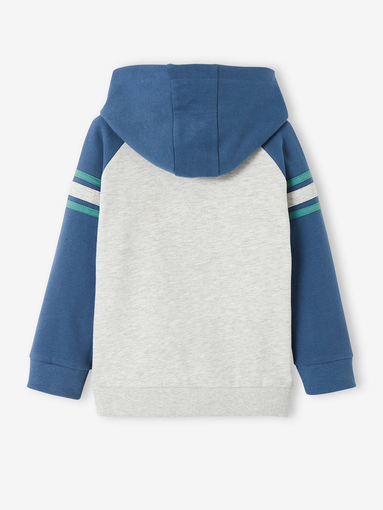 Vertbaudet Jungen Kapuzensweatshirt, Kontrastärmel - blau