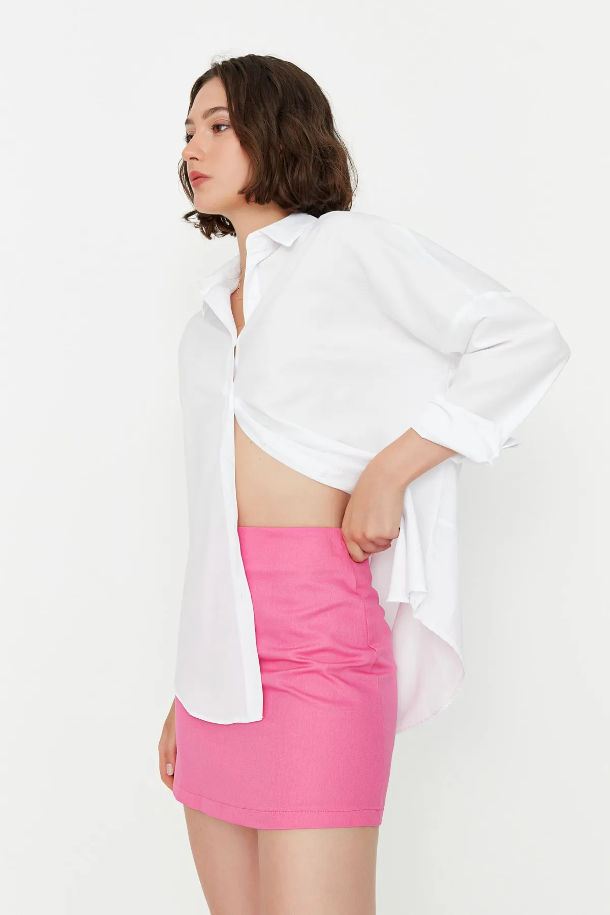 Trendyol Collection  Rosa Super Mini Webrock - TWOSS22ET0136