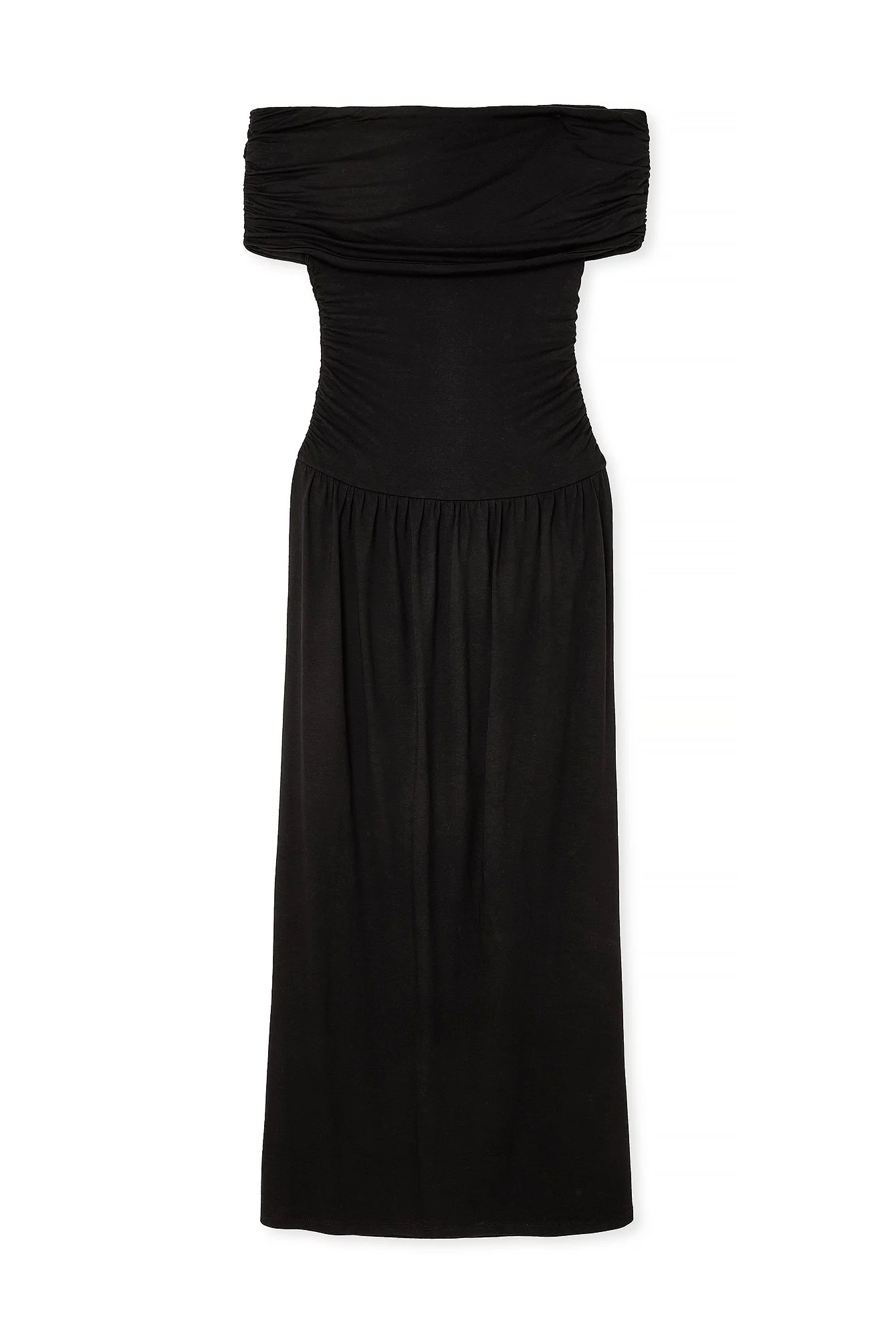 Schulterfreies Maxikleid mit niedriger Taille