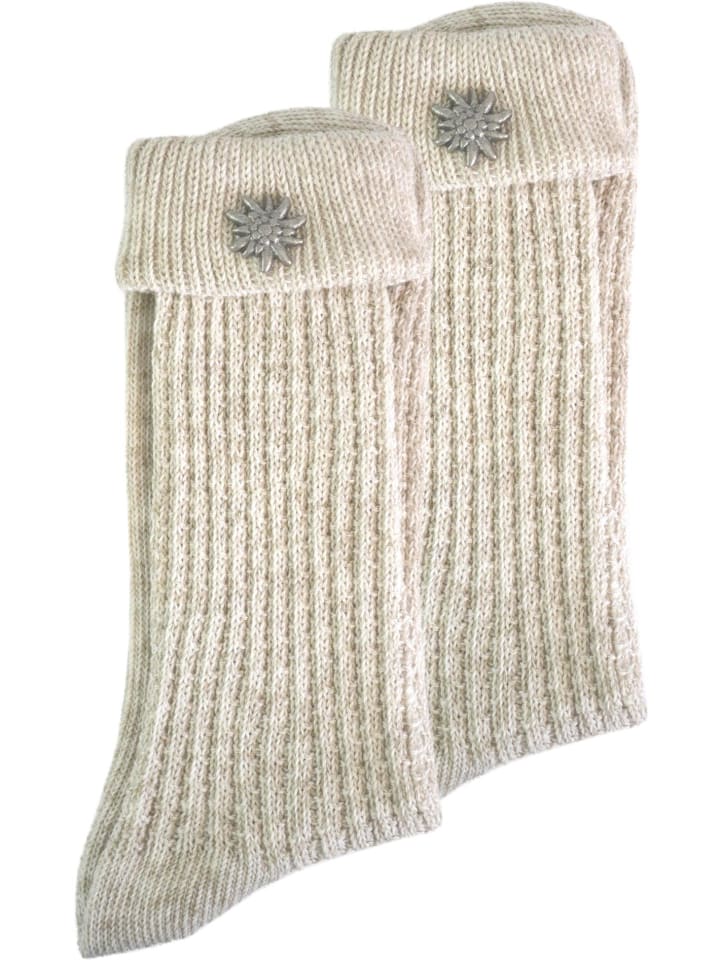 normani Trachtensocken mit Edelweiß-Pin in Naturmelange günstig kaufen