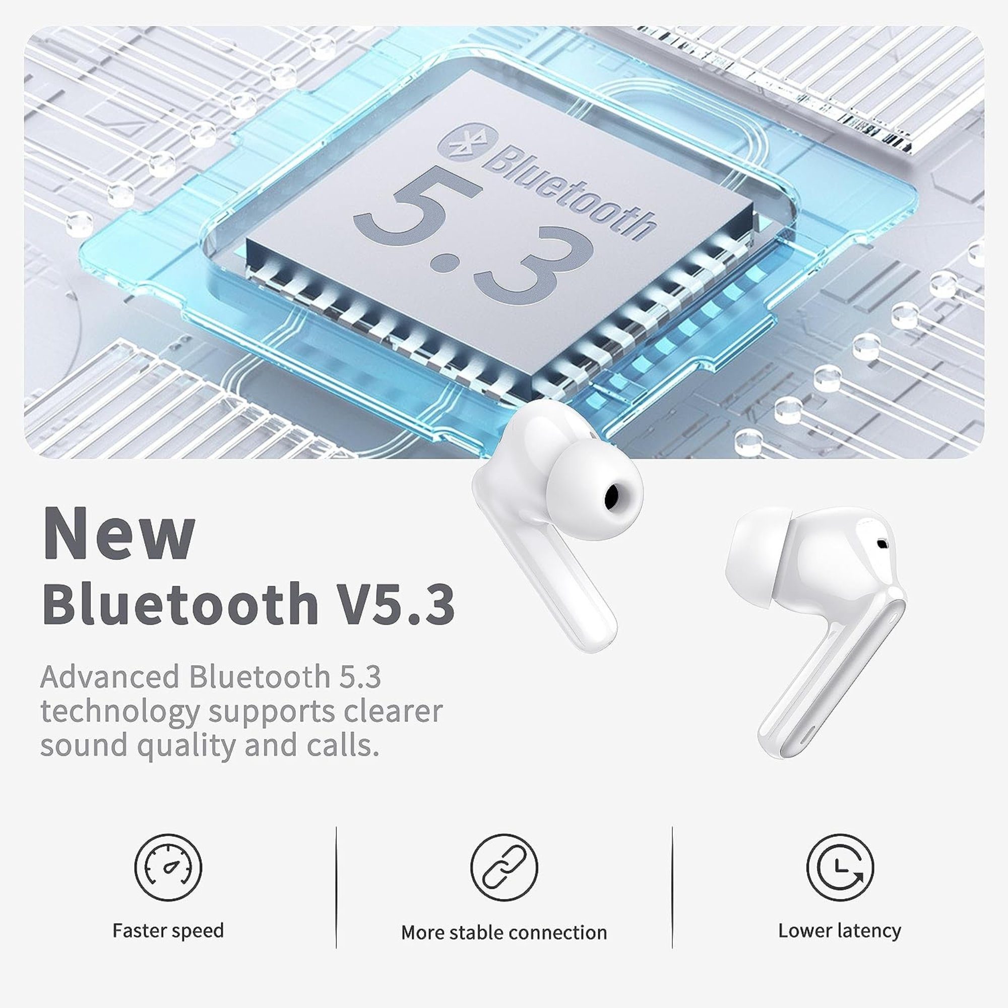 Manike XD19 Dual mic ENC ANC mit 40H Deep Bass Hi-Res Sound, 50H Wiedergabe Bluetooth-Kopfhörer (Bluetooth, Dual-Mikrofon-ENC, hohe Klangqualität)