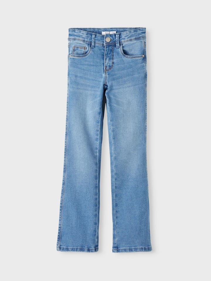 name it Mädchen Straight Leg Jeans Denim Hose NKFPOLLY in Blau günstig kaufen 98