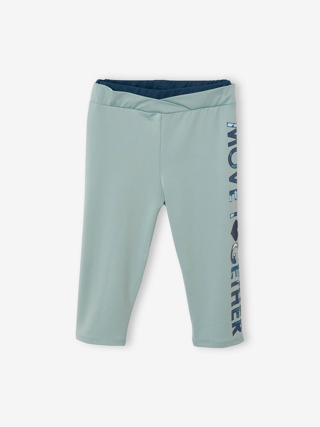 Ensemble de sport fille T-shirt fantaisie et legging gris chiné