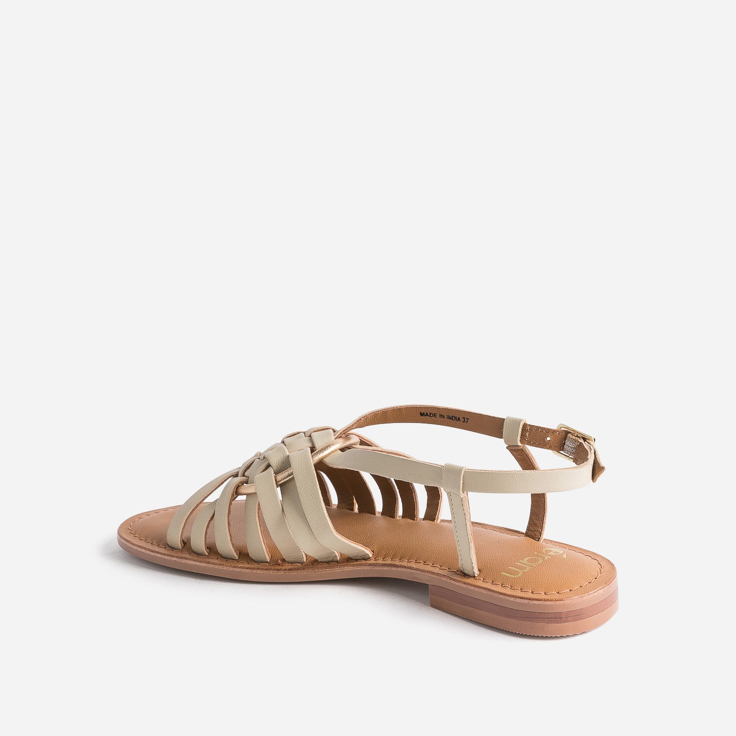 Sandale beige cuir avec anneau
