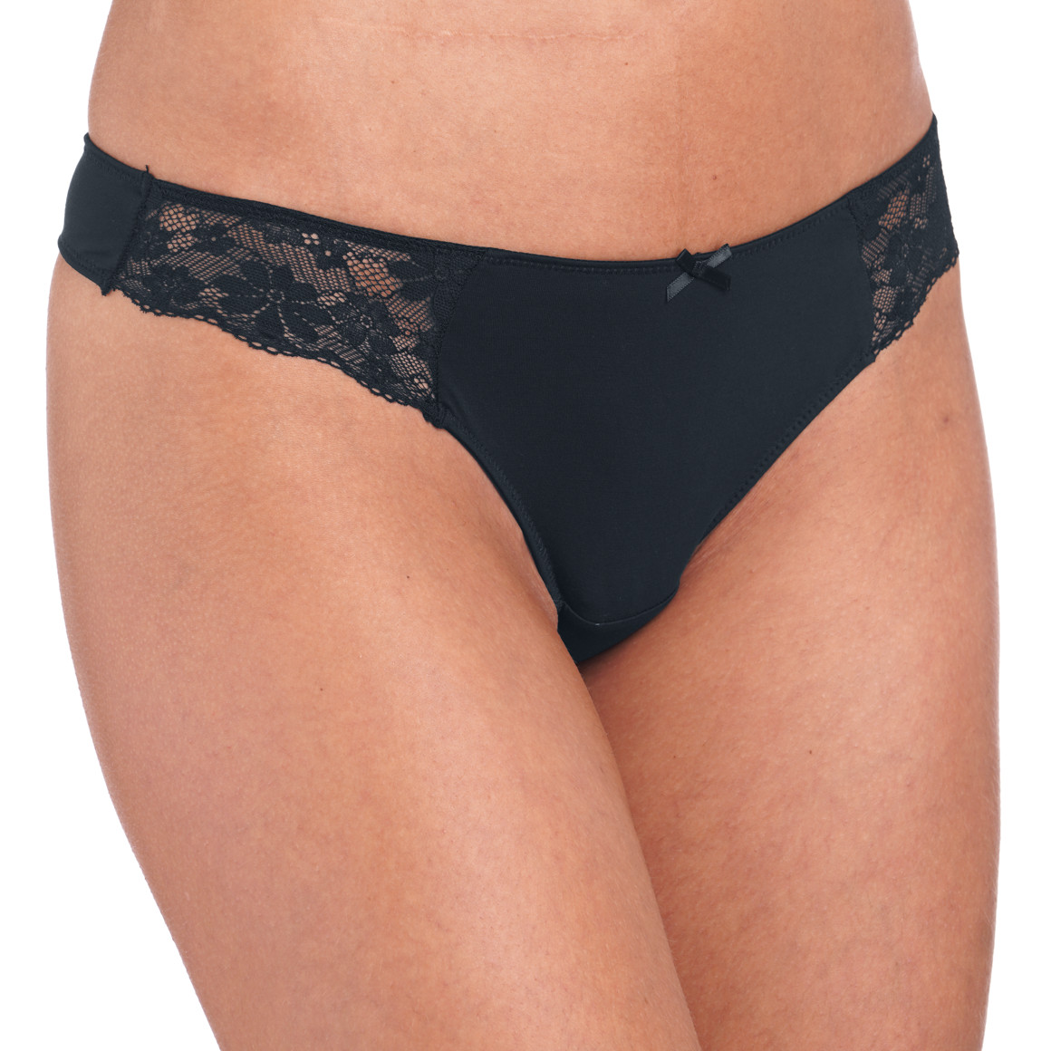 2 Damen Strings mit Spitzeneinsatz