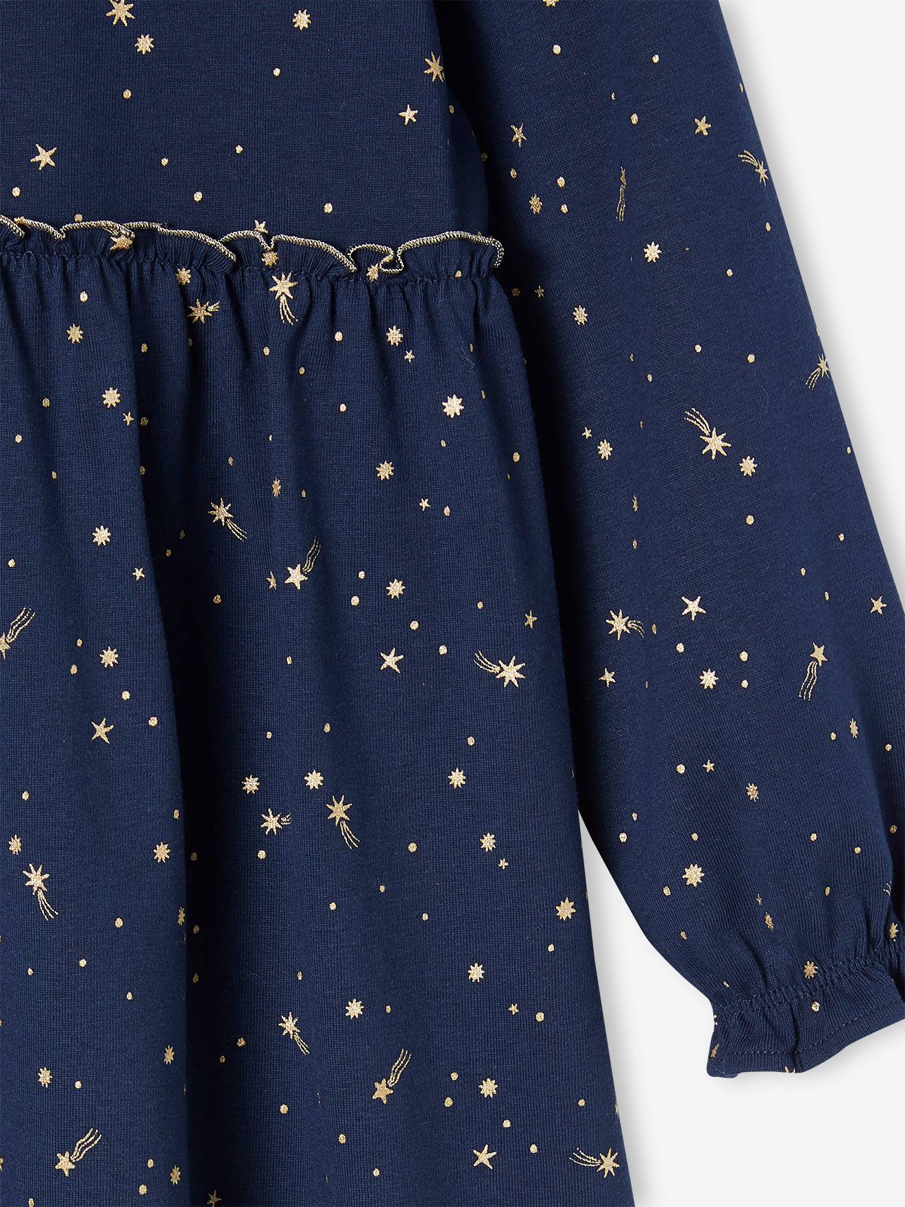 Robe de fête motifs étoiles irisés fille vert