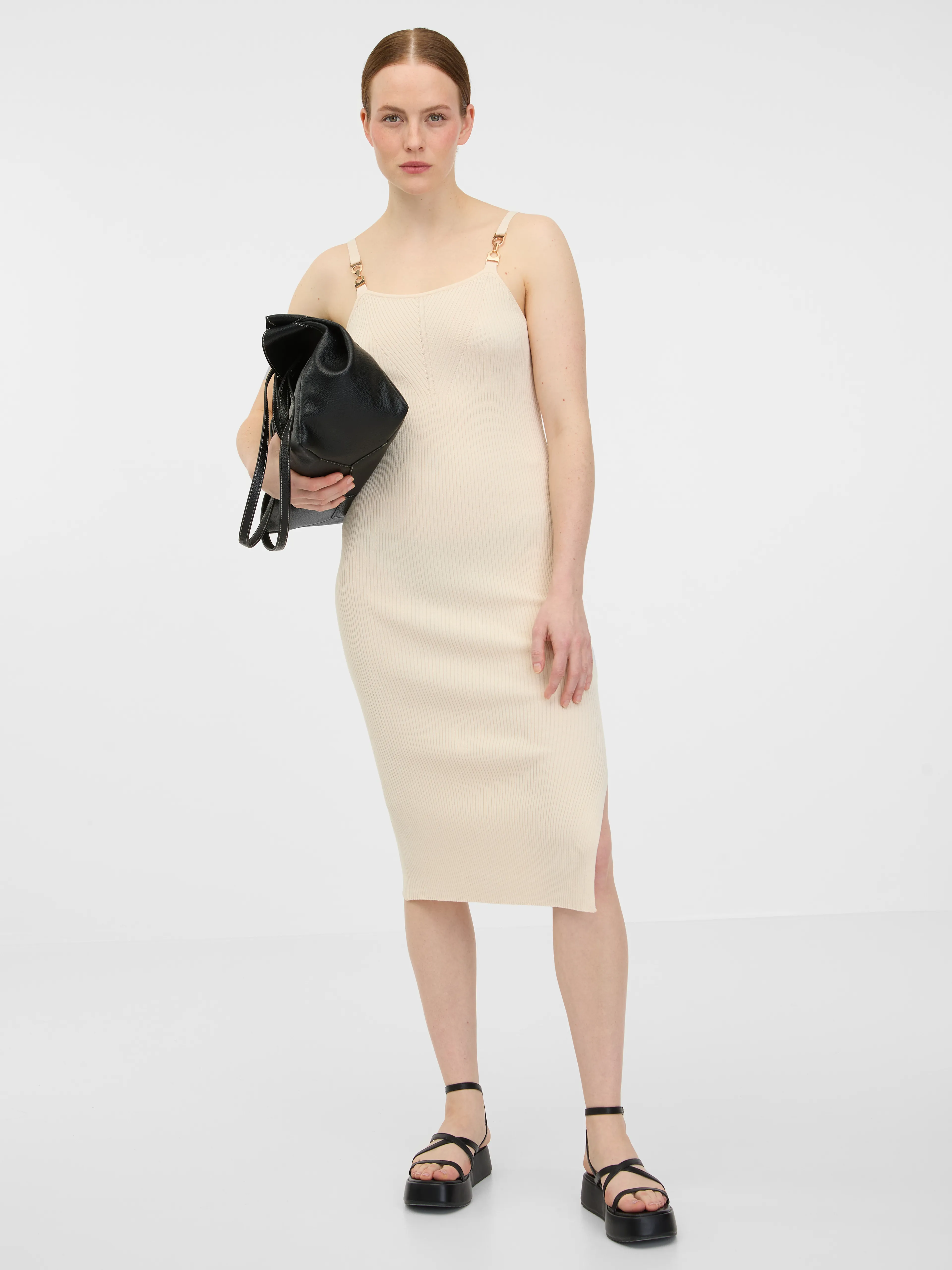 Beigefarbenes Damen Midikleid ORSAY
