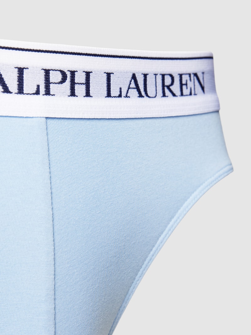Slip mit Label-Stitching im 3er-Pack in blau