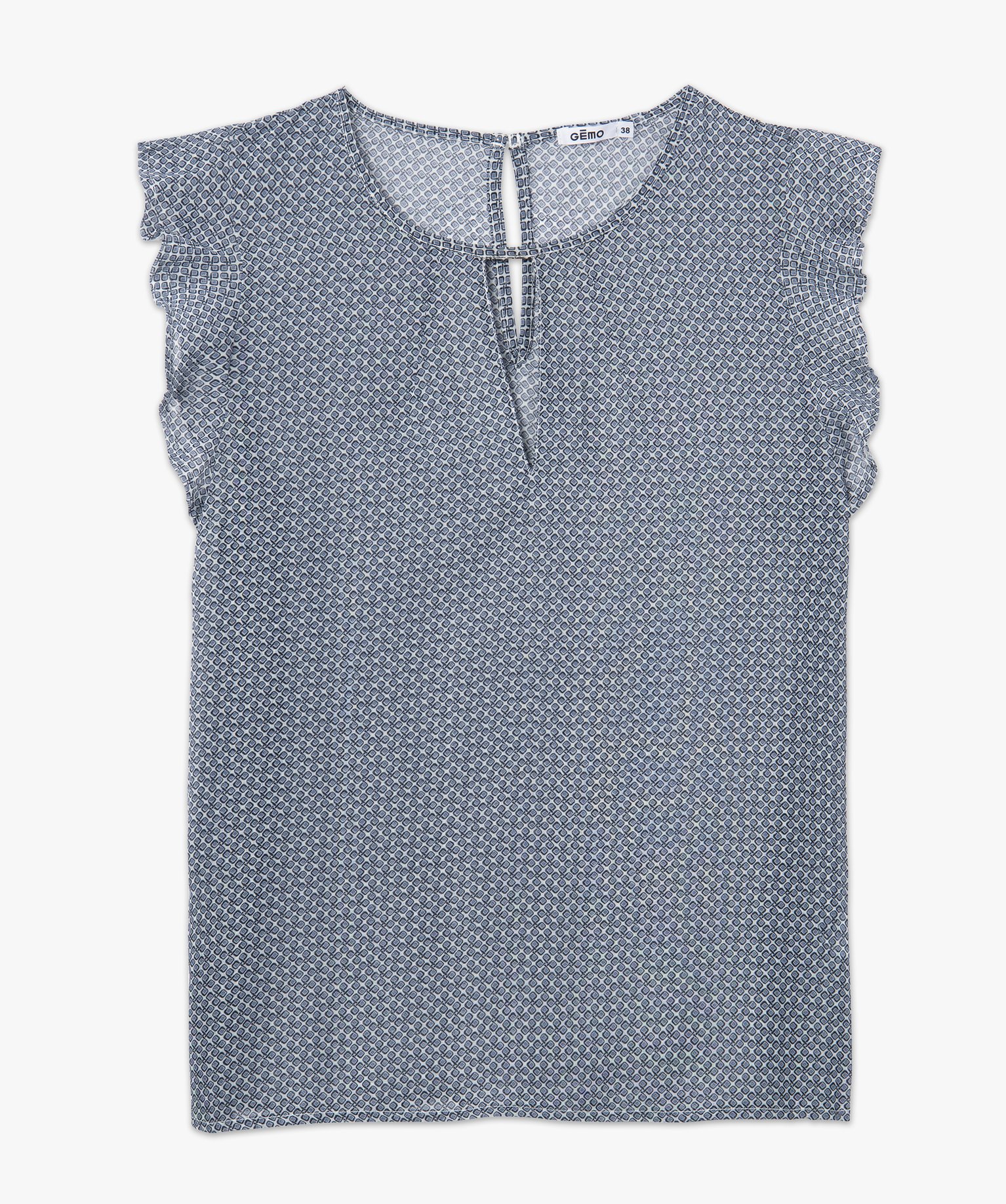 Blouse femme sans manches avec fente sur le décolleté imprime | GEMO
