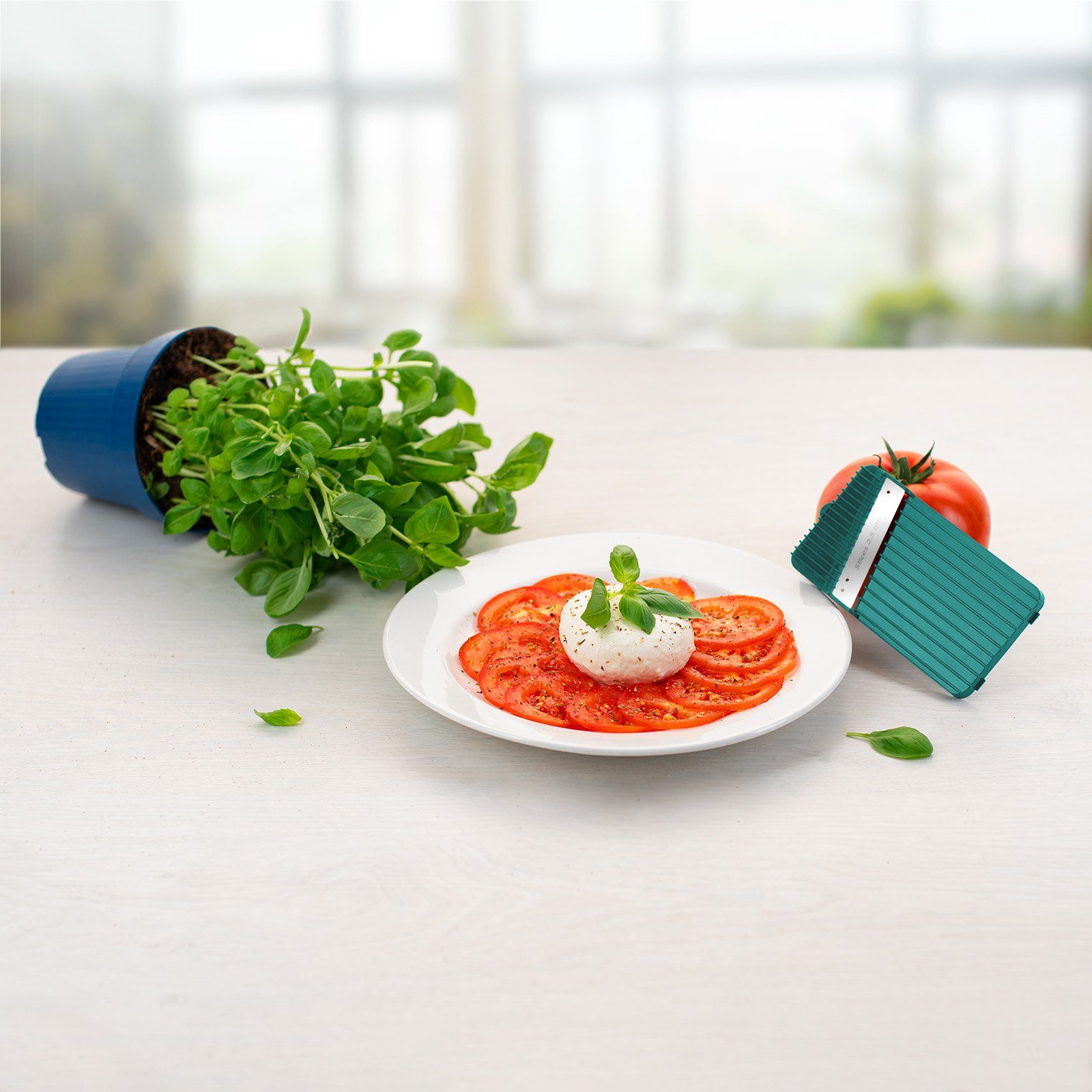 Genius Gemüsehobel Genius Nicer Dicer Mando Gemüseschneider 12-tlg., Gemüsehobel manuell, (12 tlg., Deluxe Set), extra-scharfe Klingen aus Edelstahl in G-NOX-Qualität