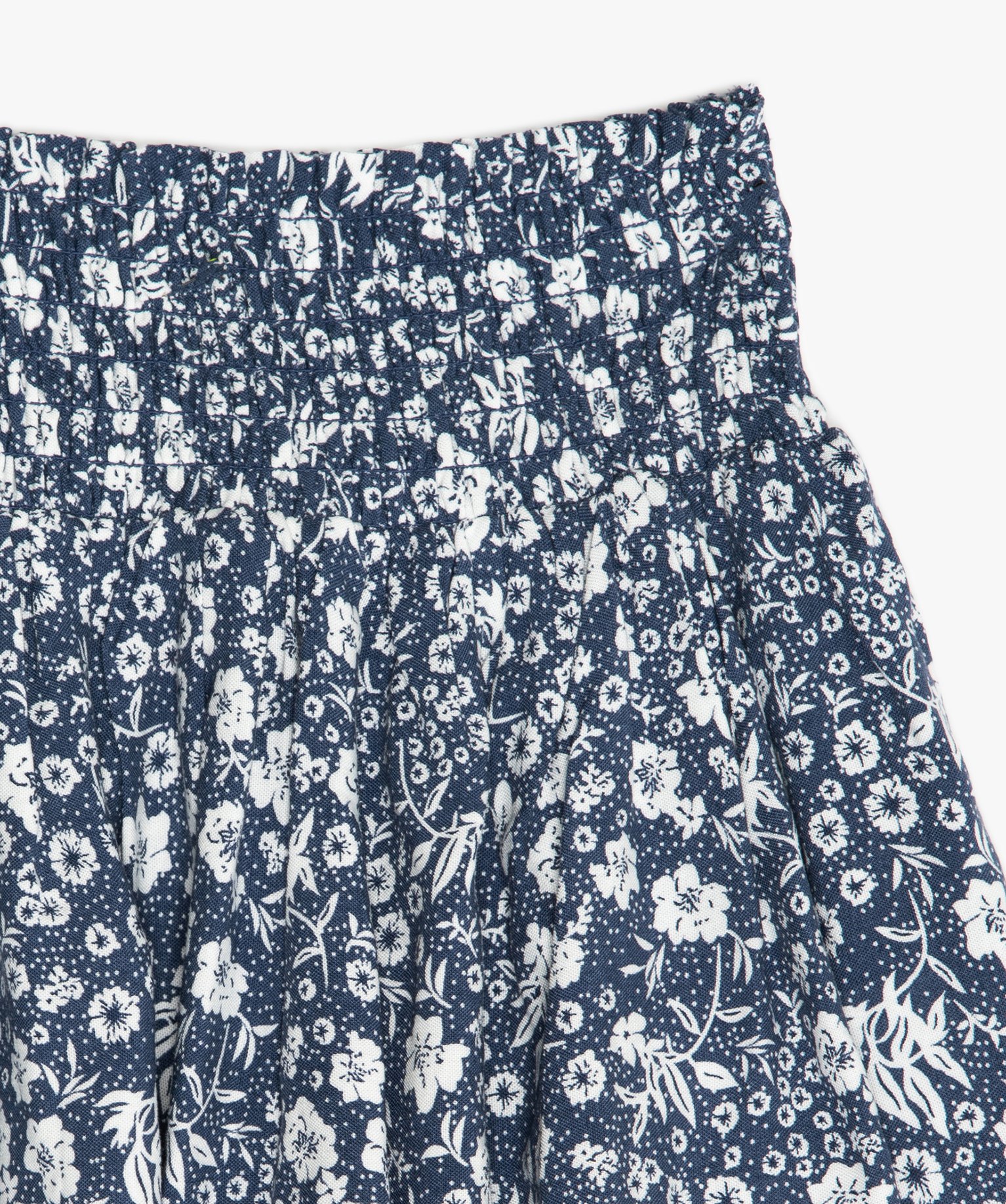 Jupe fille fleurie avec smocks à la taille ecru | GEMO