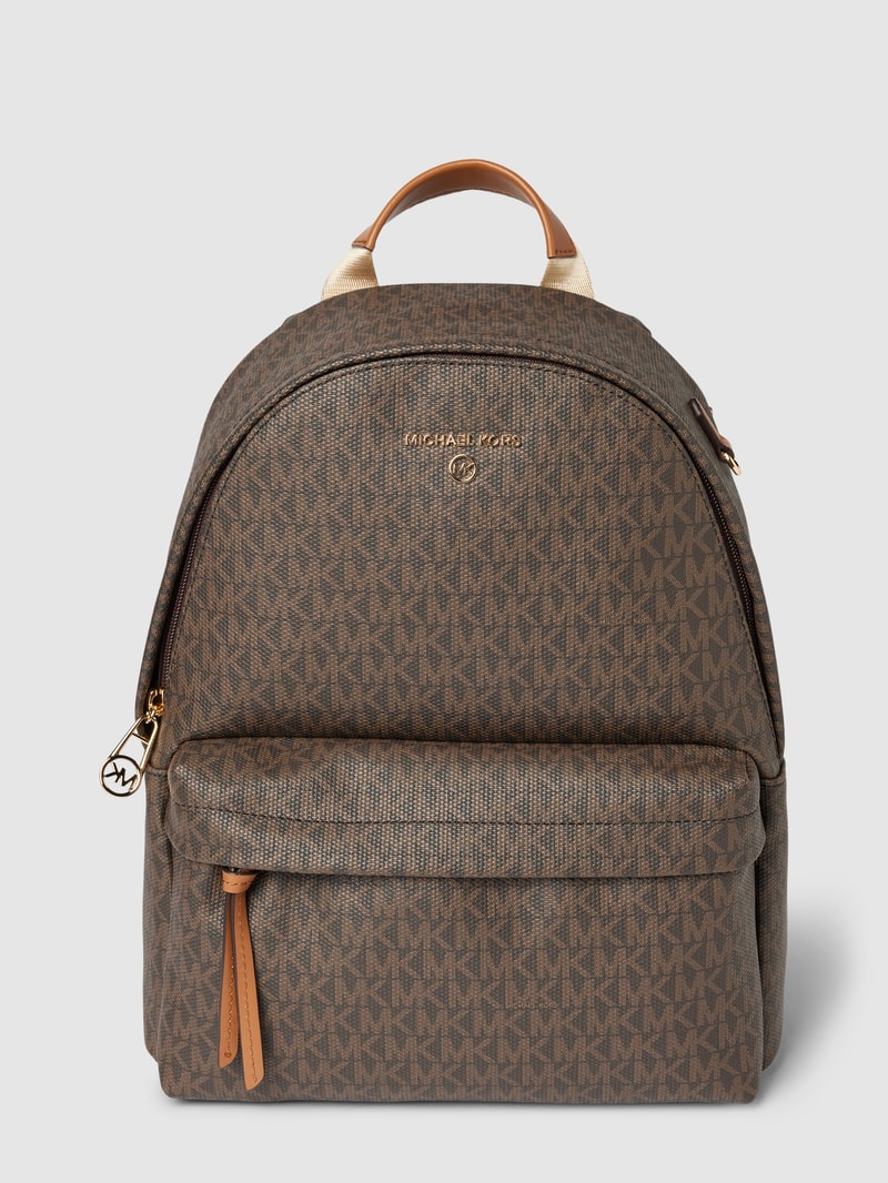 Rucksack mit Allover-Logo-Muster Modell 'SLATER' in mittelbraun