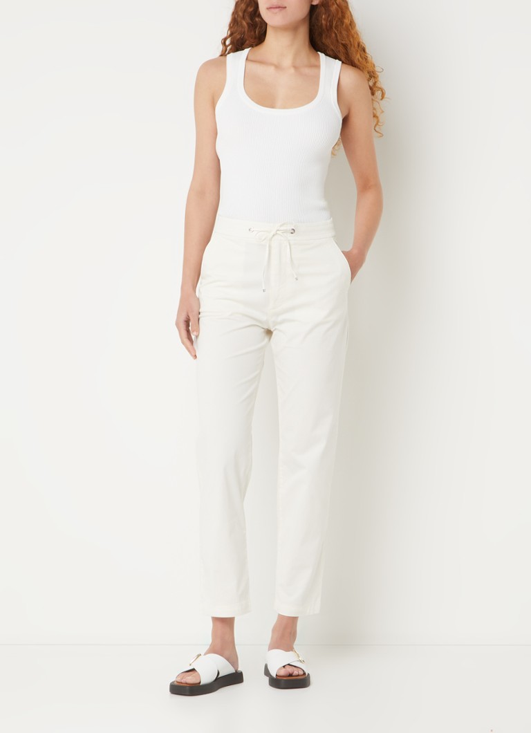 Calça cropped reta de cintura alta HUGO BOSS Tapata com bolsos laterais