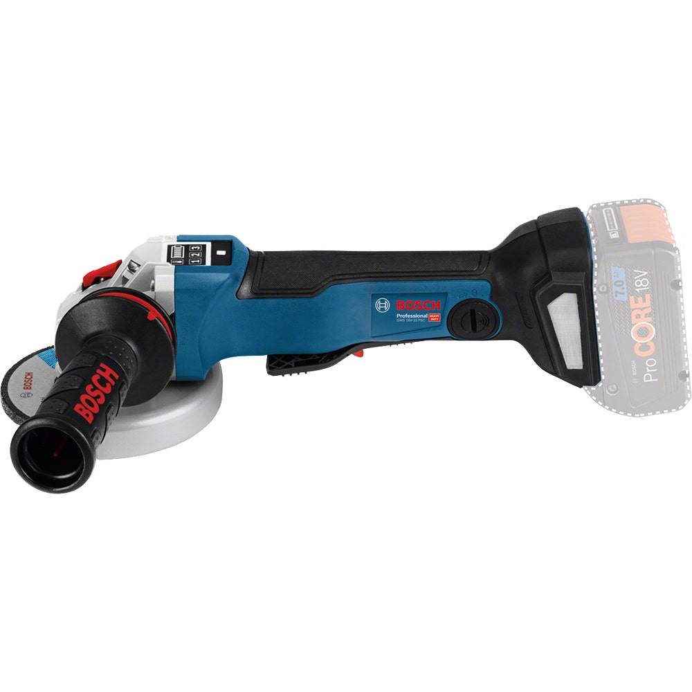 Esmerilhadeira angular sem escovas BOSCH 18 V, 125 mm, com interruptor tipo alavanca, com estojo, GWS 18 V-10 PSC 06019G3F0B