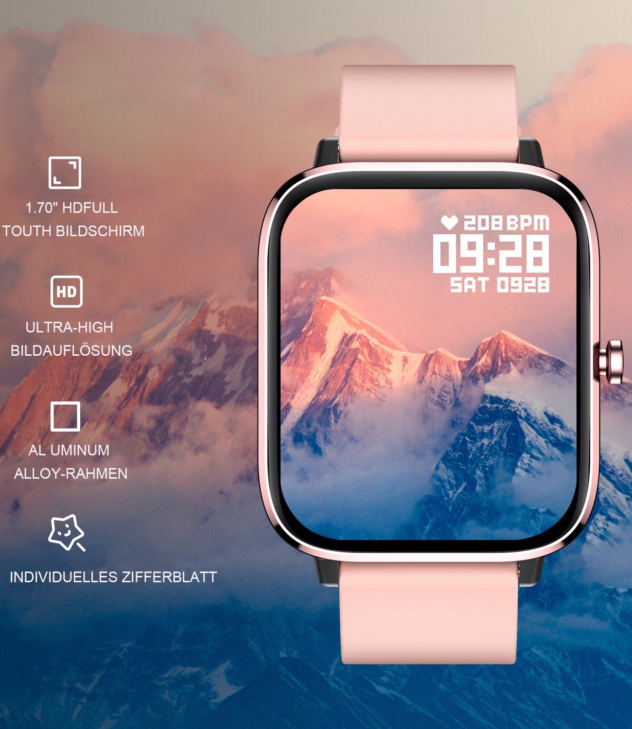 ombar Damen Herren Smartwatch,1.7