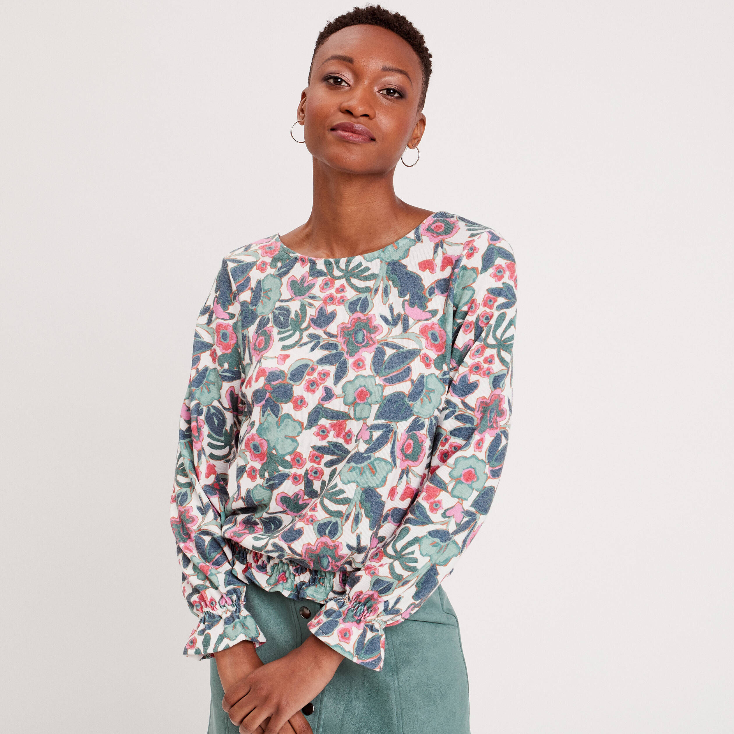 T-shirt manches longues blanc femme | Cache Cache