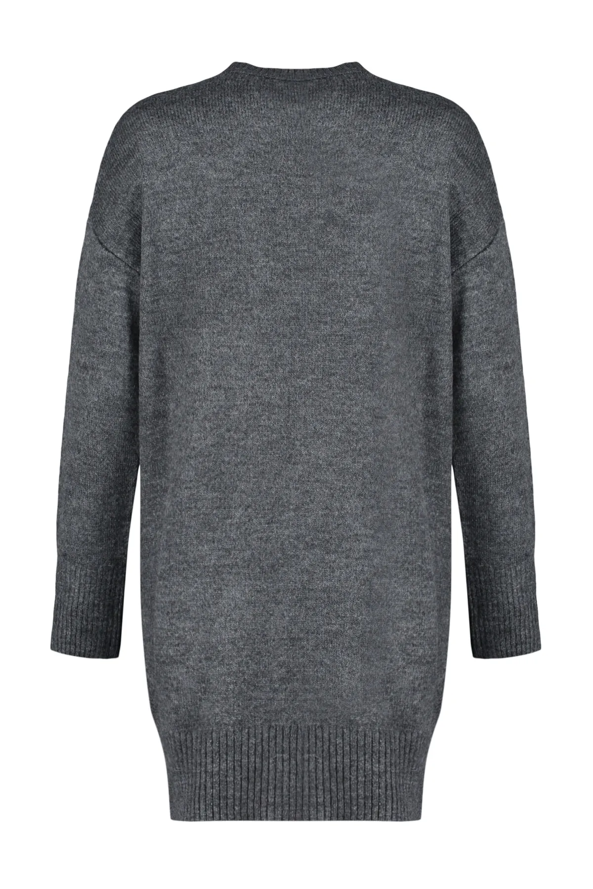 Trendyol Collection  Anthrazitfarbenes Mini-Strickkleid mit Rundhalsausschnitt TWOAW24EL00035