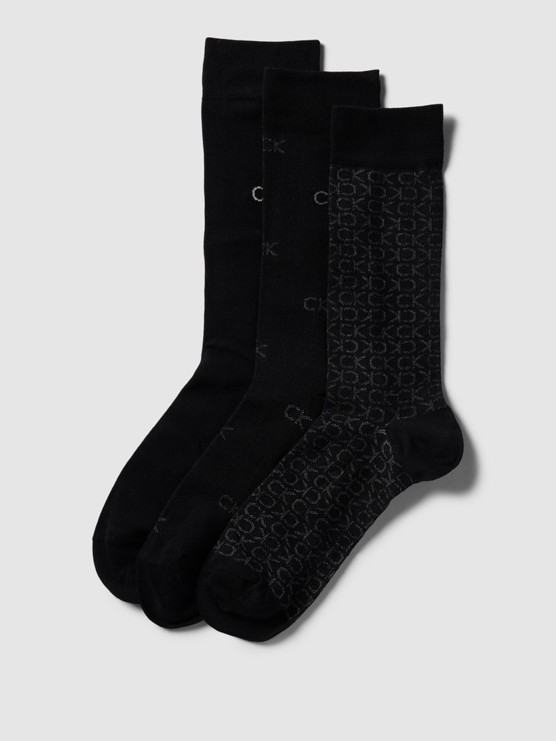 Socken mit Label-Stitching im 3er-Pack in schwarz