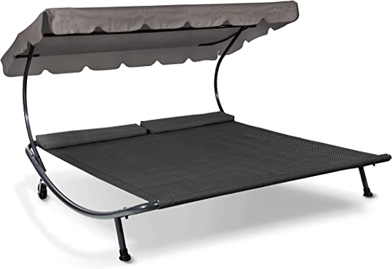Solax Sunshine LECO Doppel-Gartenliege inkl. Kissen, Anthrazit