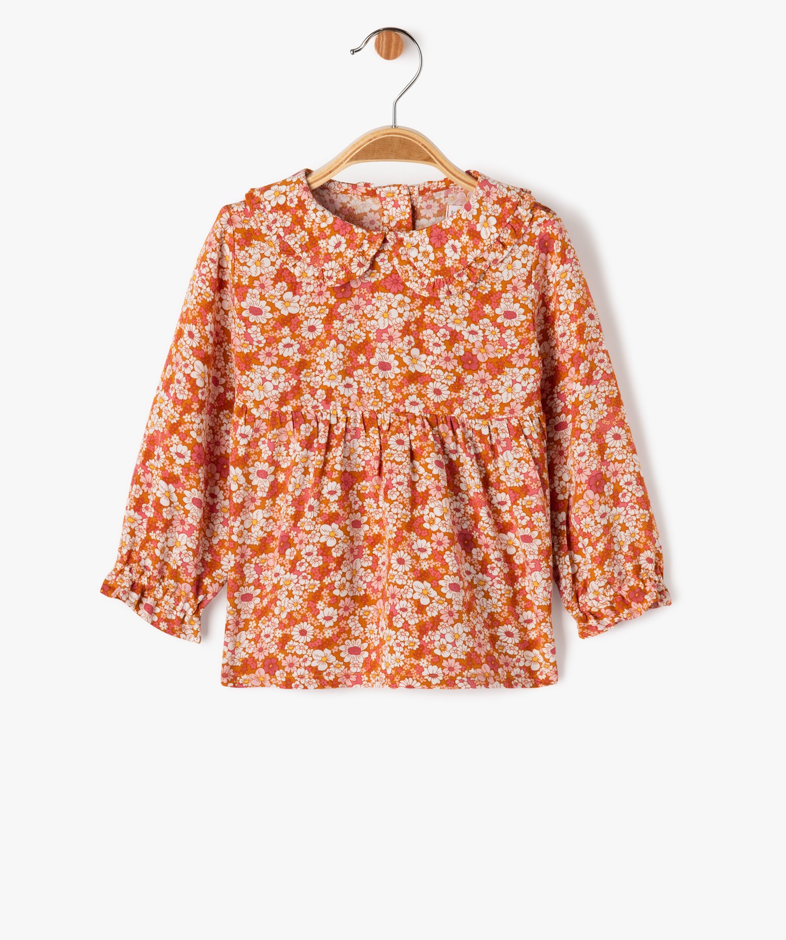 Blouse trapèze à manches longues et col claudine bébé fi... rose | GEMO