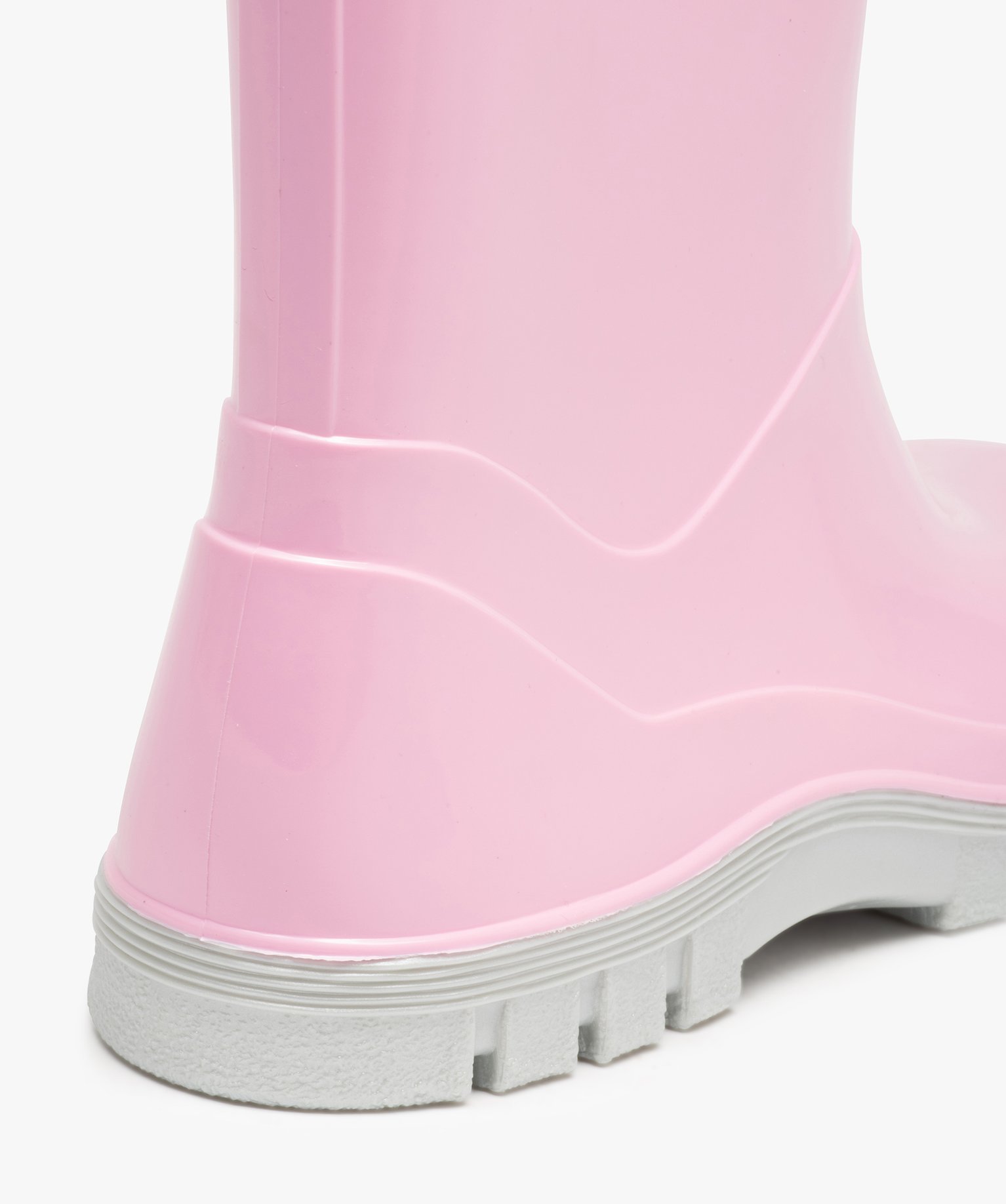 Bottes de pluie fille unies à semelle crantée contrastante rose | GEMO