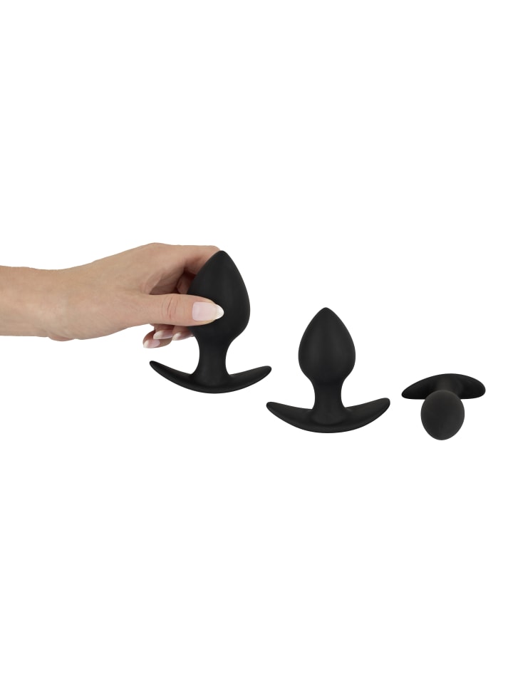 Black Velvets Analplug 3-teiliges Anal-Trainer-Set in schwarz günstig kaufen 10 cm