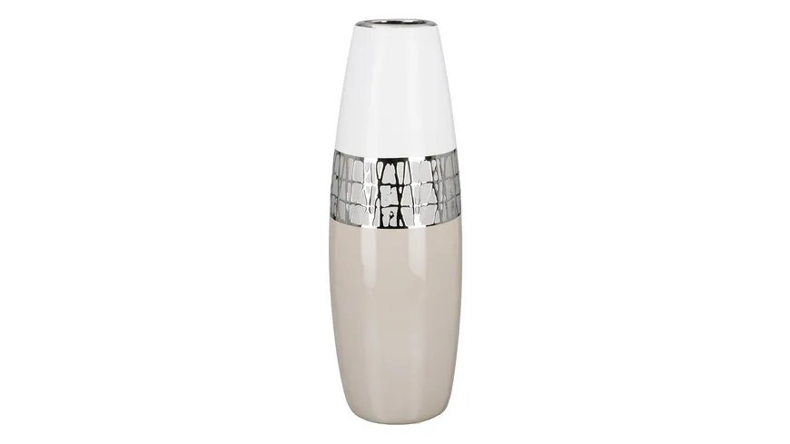 GILDE Kegelvase Pico H=36cm beige, weiß, silber