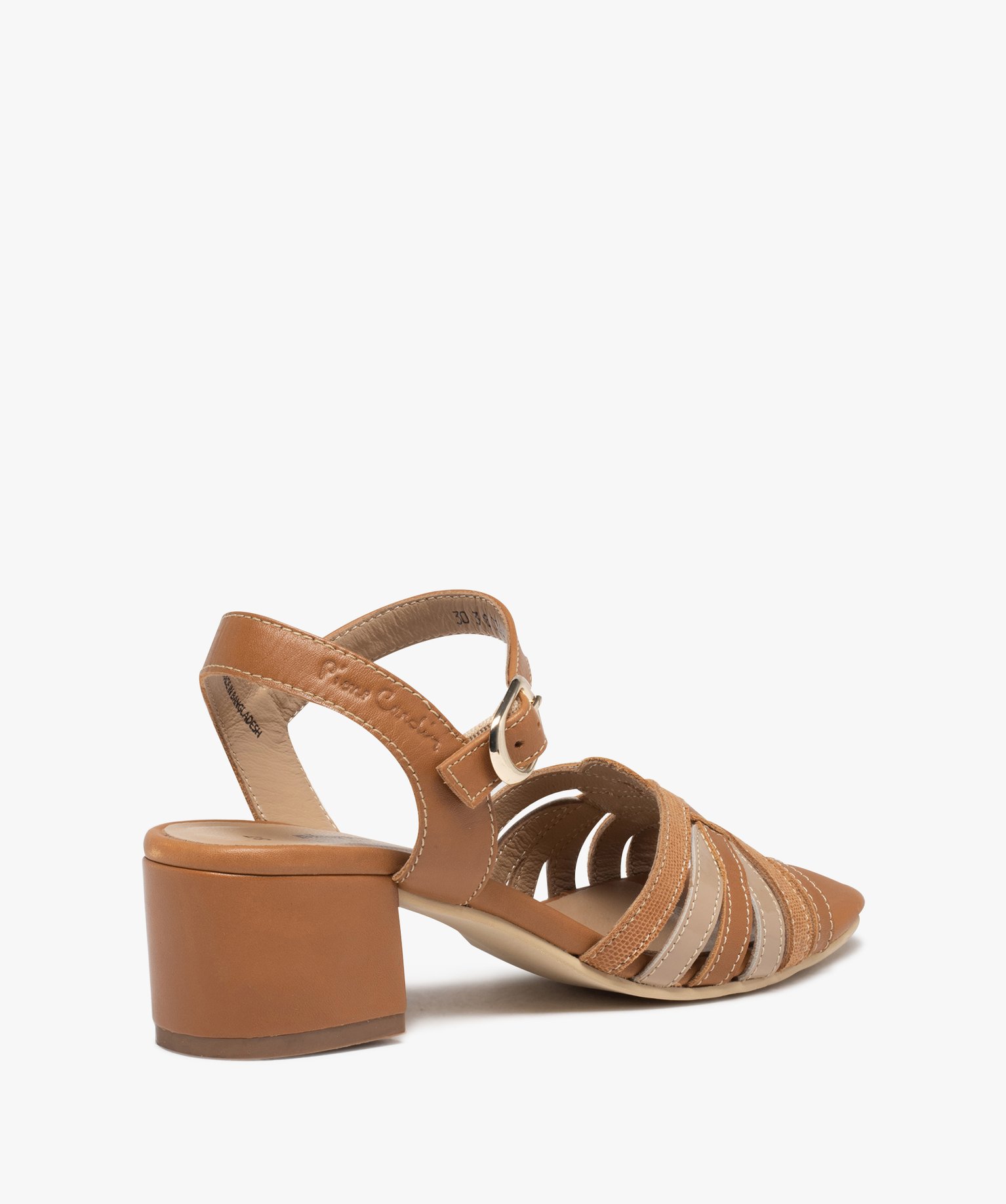 Sandales femme dessus fines brides en cuir – Pierre Cardin camel | GEMO