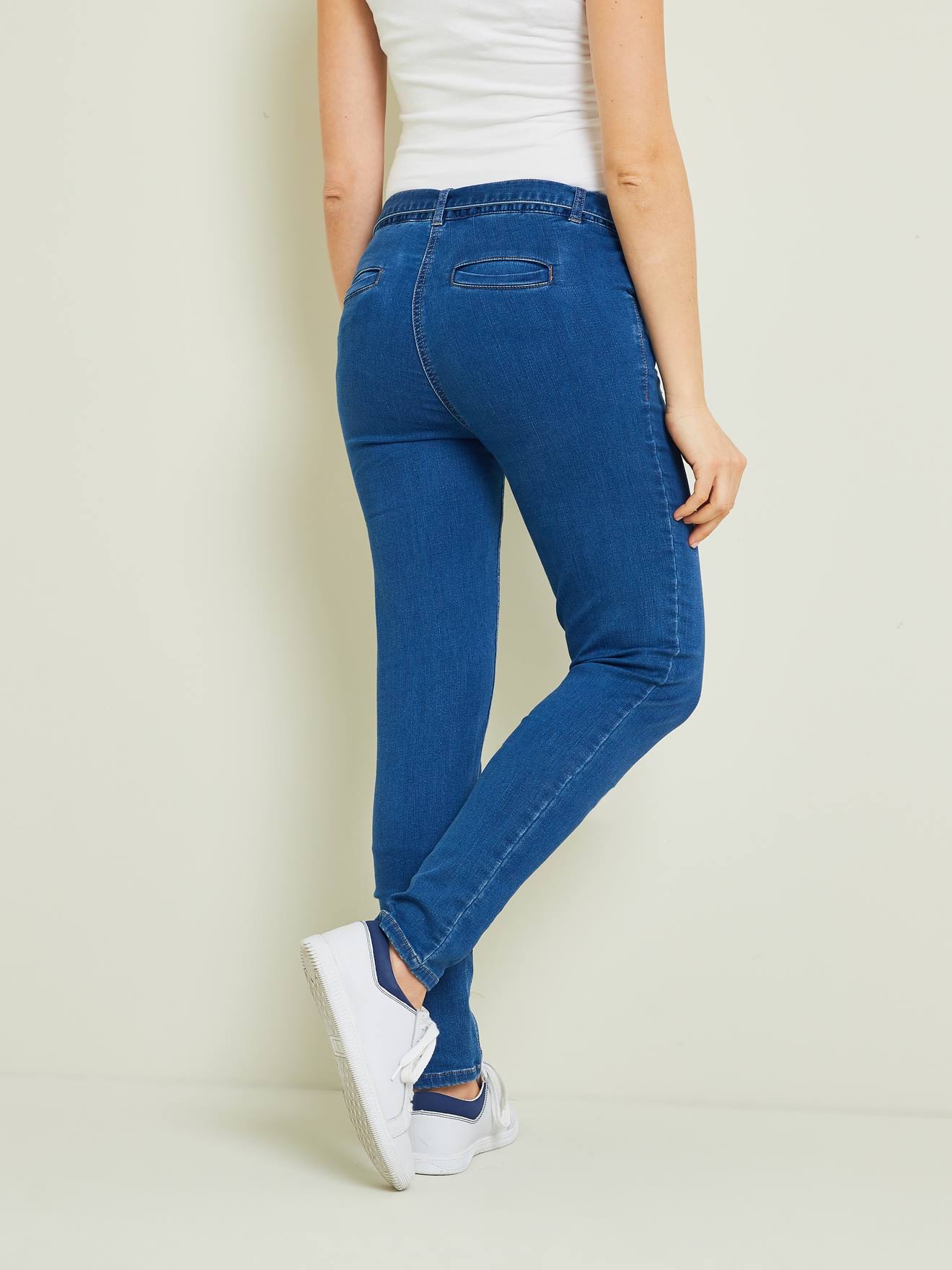 Pantalon slim de grossesse molleton aspect jean denim stone