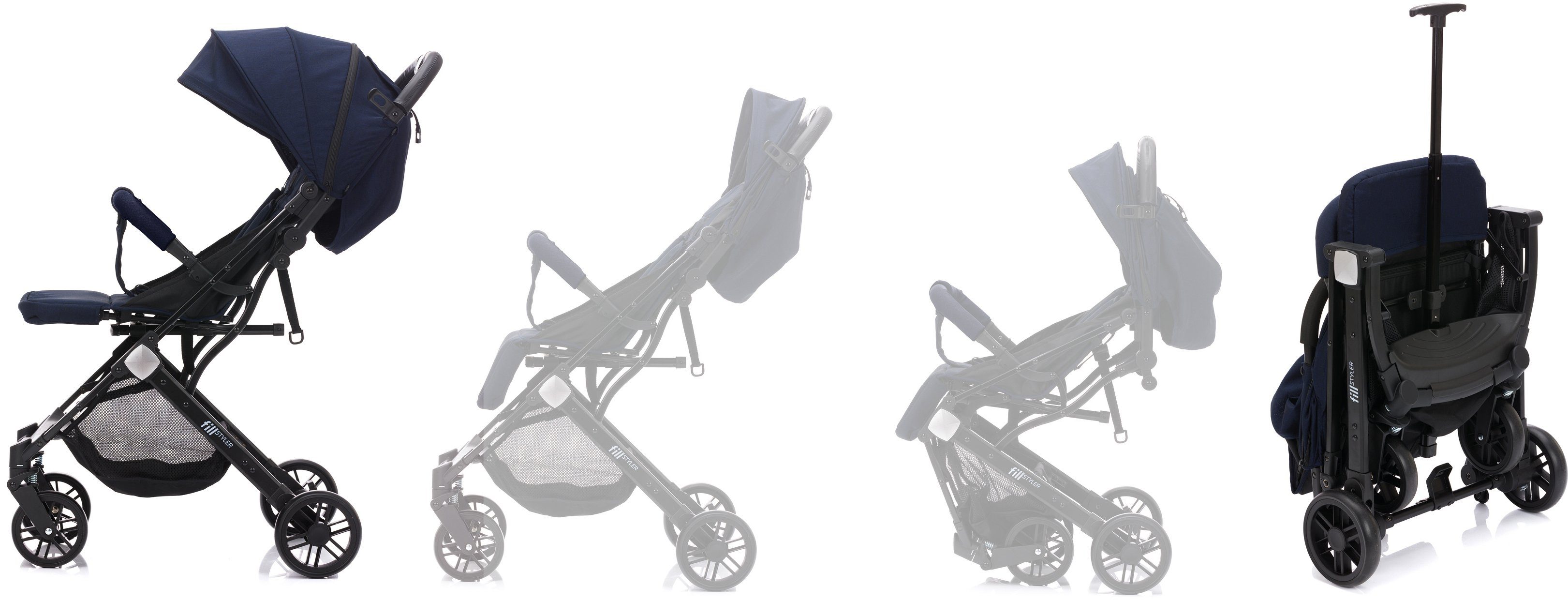 Fillikid Sport-Kinderwagen Styler, blau melange, mit Trolleygriff