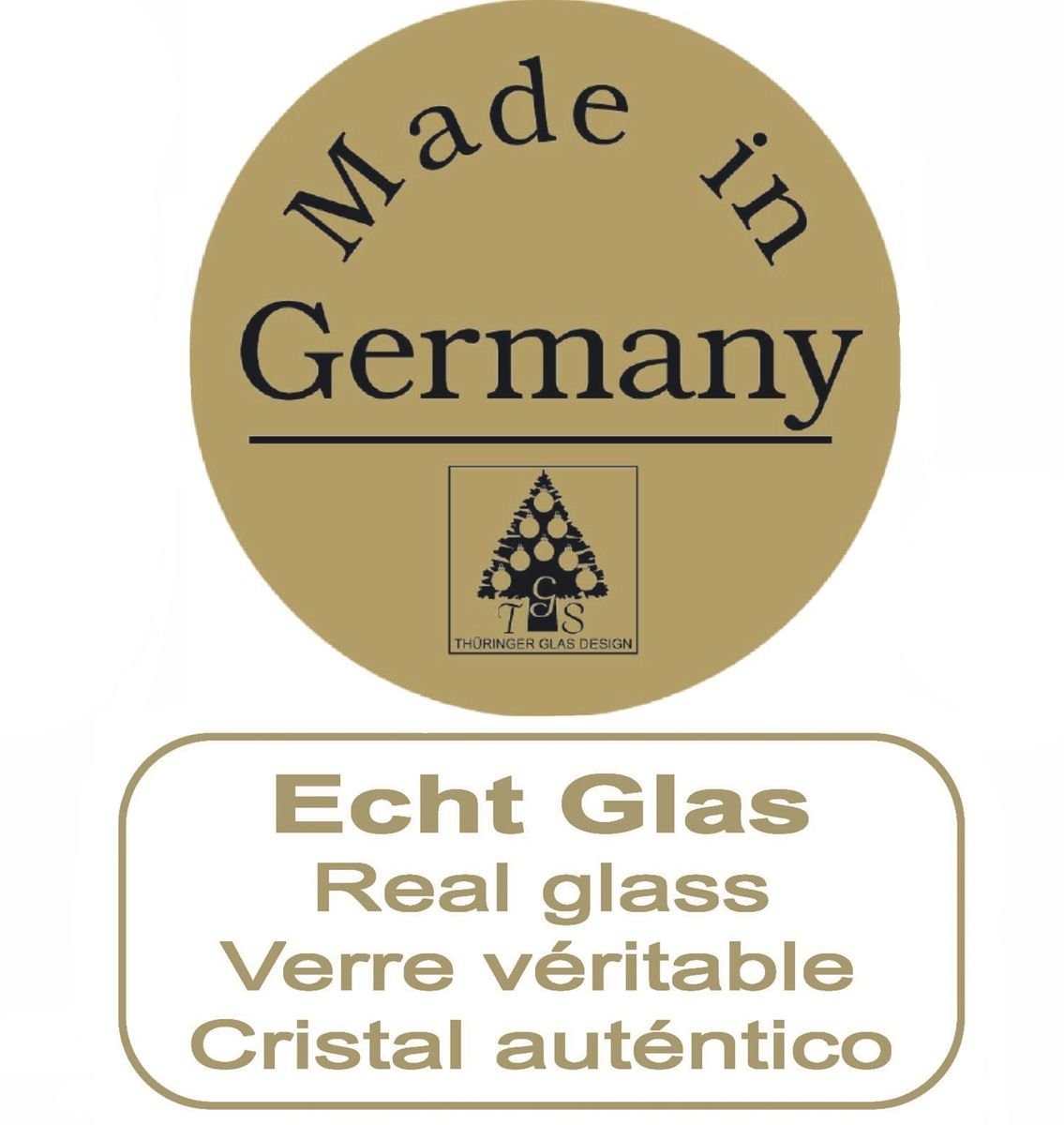 JACK Christbaumschmuck JACK Eislack Glas Christbaumkugeln Set 15x Kugel 6cm + 1x Spitze 25cm, inklusive praktischer Aufbewahrungsbox, Made in Germany
