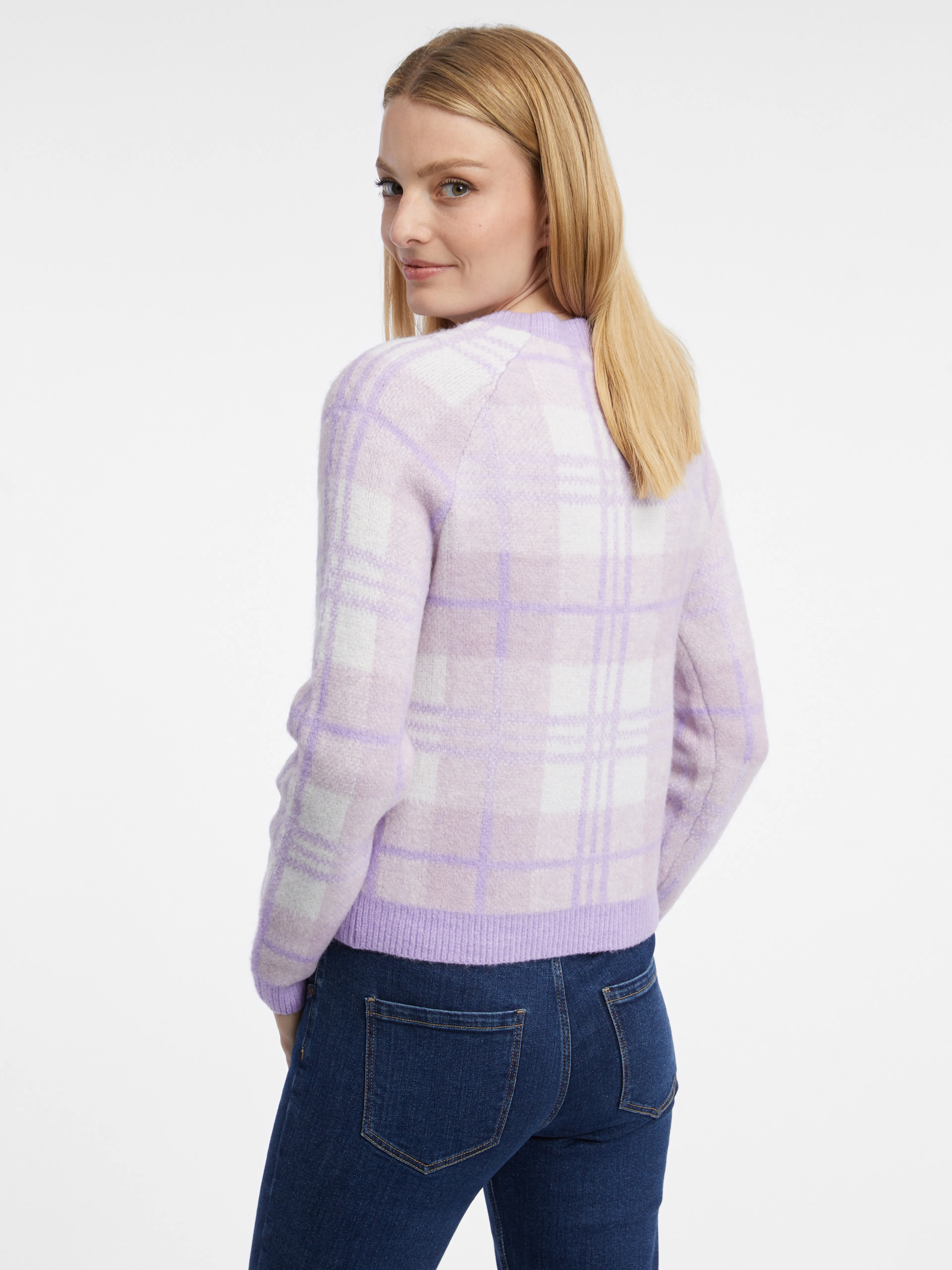 Hellvioletter Karo-Pullover für Damen ORSAY