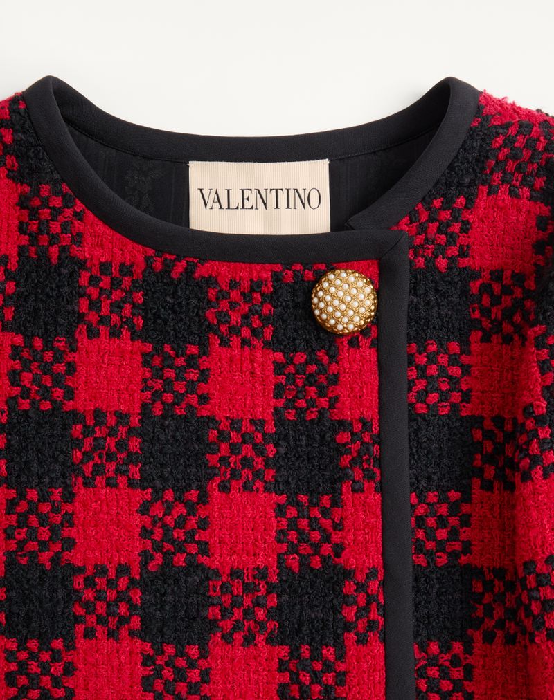 Vestido curto de tweed Damier