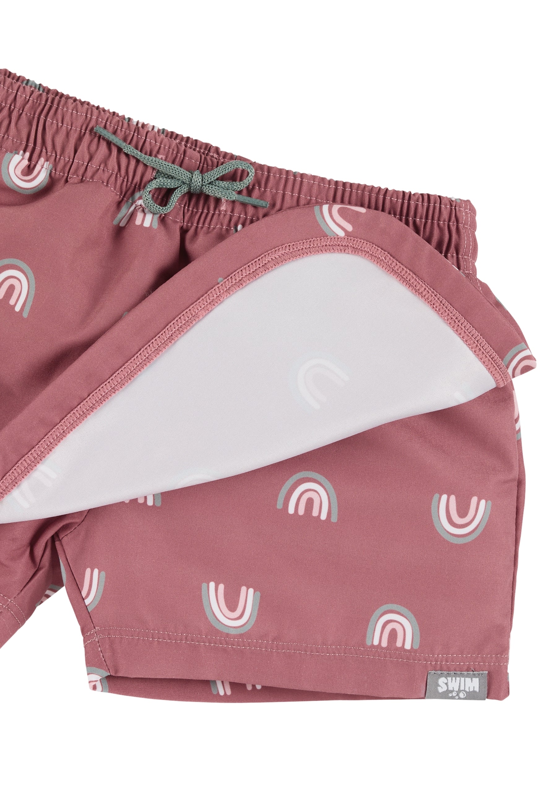 Badeshorts in Rosa mit Regenbogen Muster