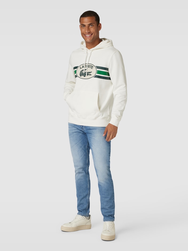 Hoodie mit Label-Print in offwhite