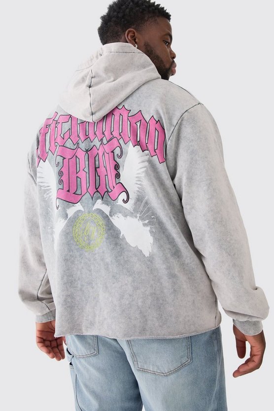 Plus kastiger Oversize Hoodie mit Acid-Waschung