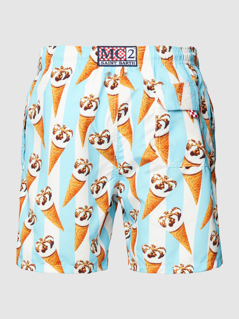 Badehose mit Allover-Print Modell 'GUSTAVIA' in türkis