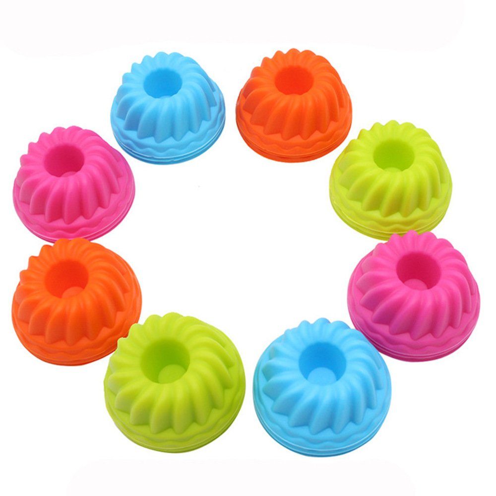 PRECORN Gugelhupfform 24er Silikon Mini Gugelhupf Backform hitzebeständig BPA-frei Ø 6,5 cm