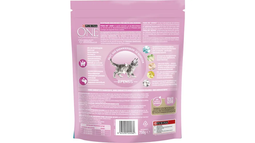 PURINA ONE Junior 1-12 Monate Reich an Huhn 750 g
