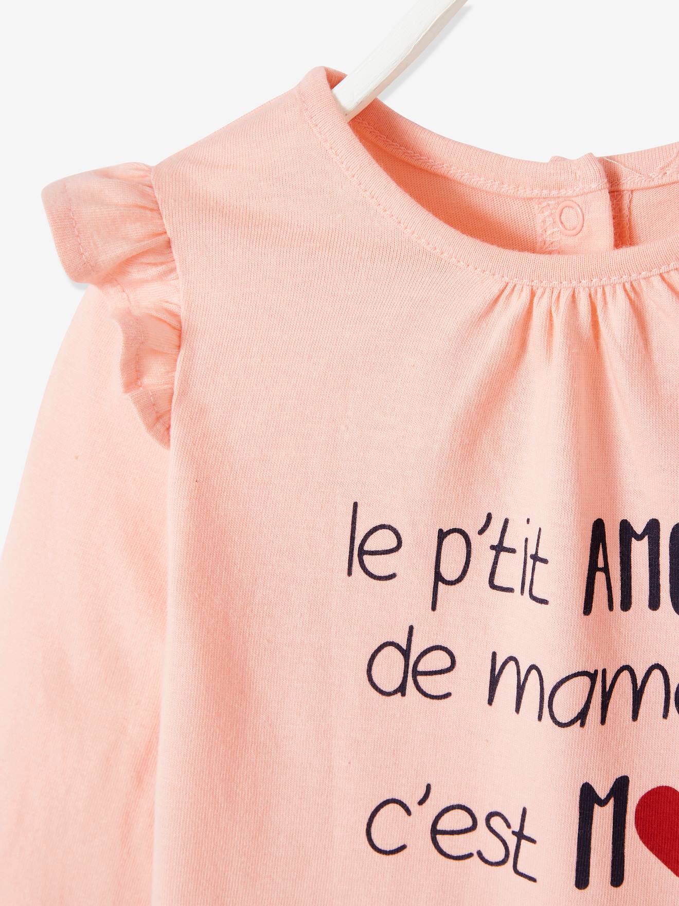 T-shirt à volants bébé manches longues ivoire