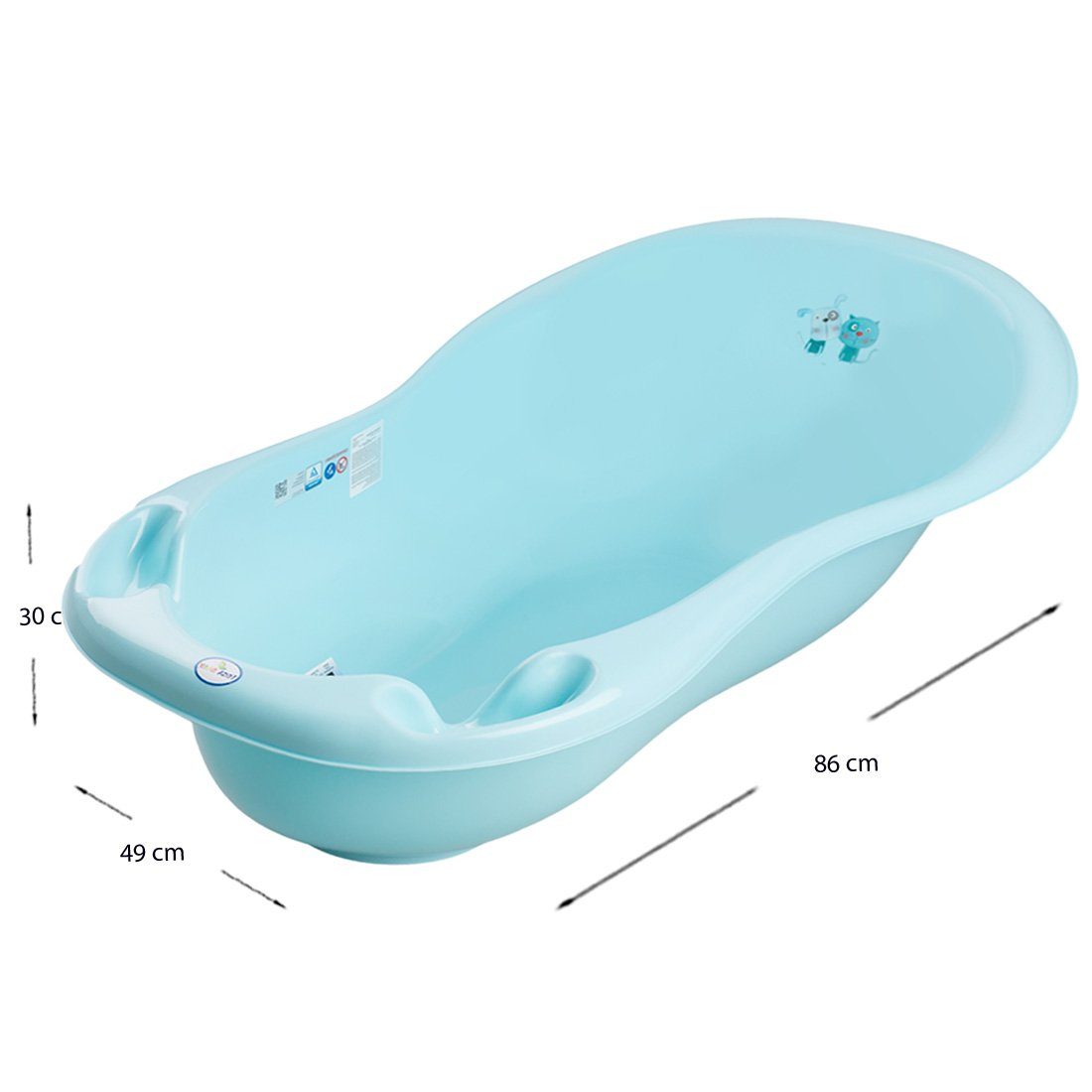 Tega-Baby Babybadewanne 2-Teile Set -CAT & DOG Babywanne mit THERMOMETER Babybadeset Pflege, (Made in Europe Spar Set), ** Babywanne(Thermometer) + Badesitz **